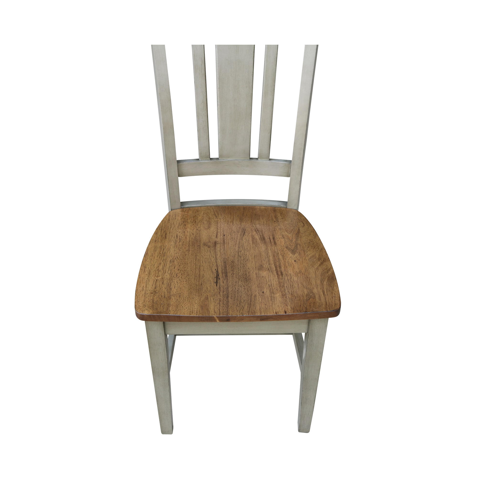 Distressed Hickory and Stone High Back Wood Dining Chairs