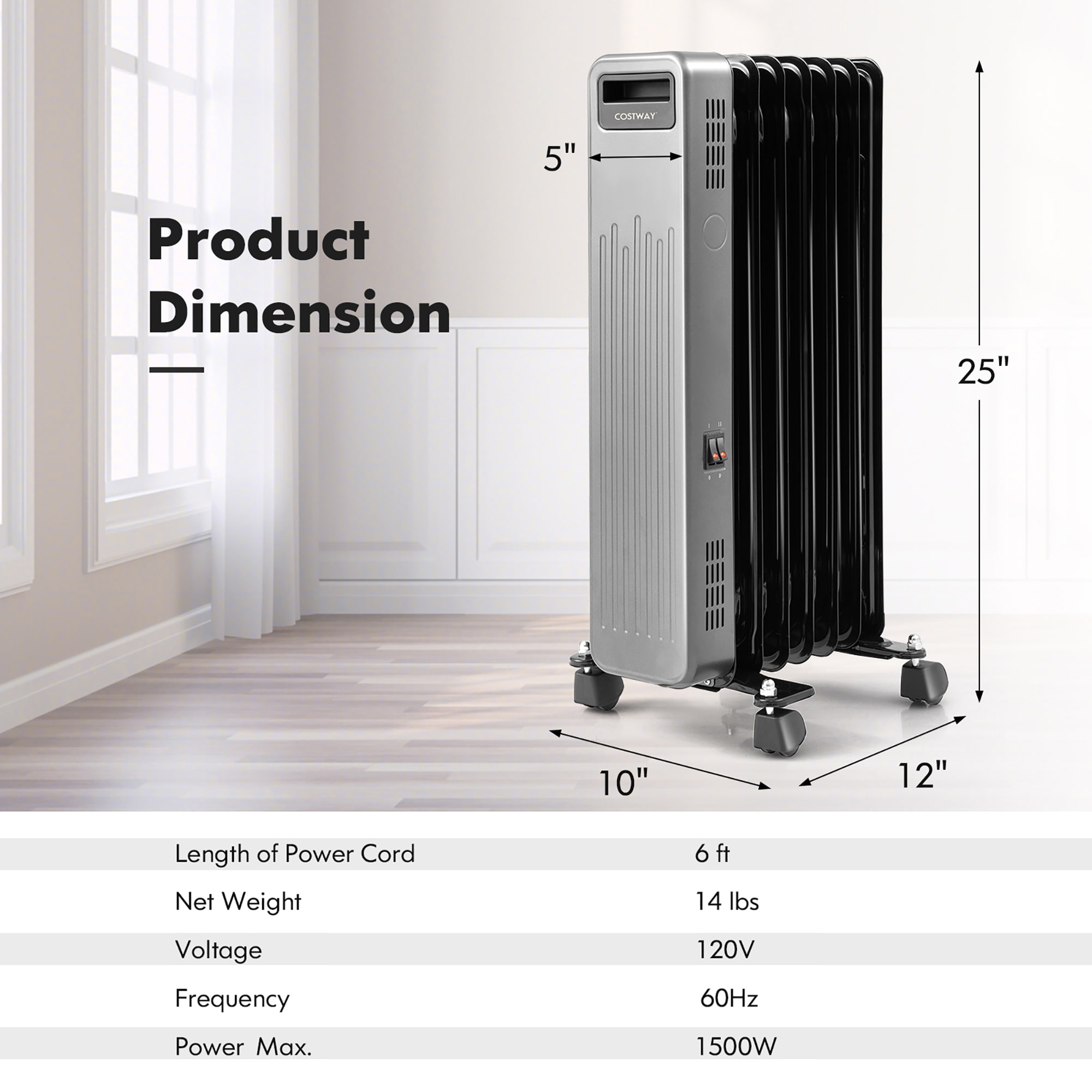 Goplus EP25438US-BK Portable-Electric-Heat - View #2