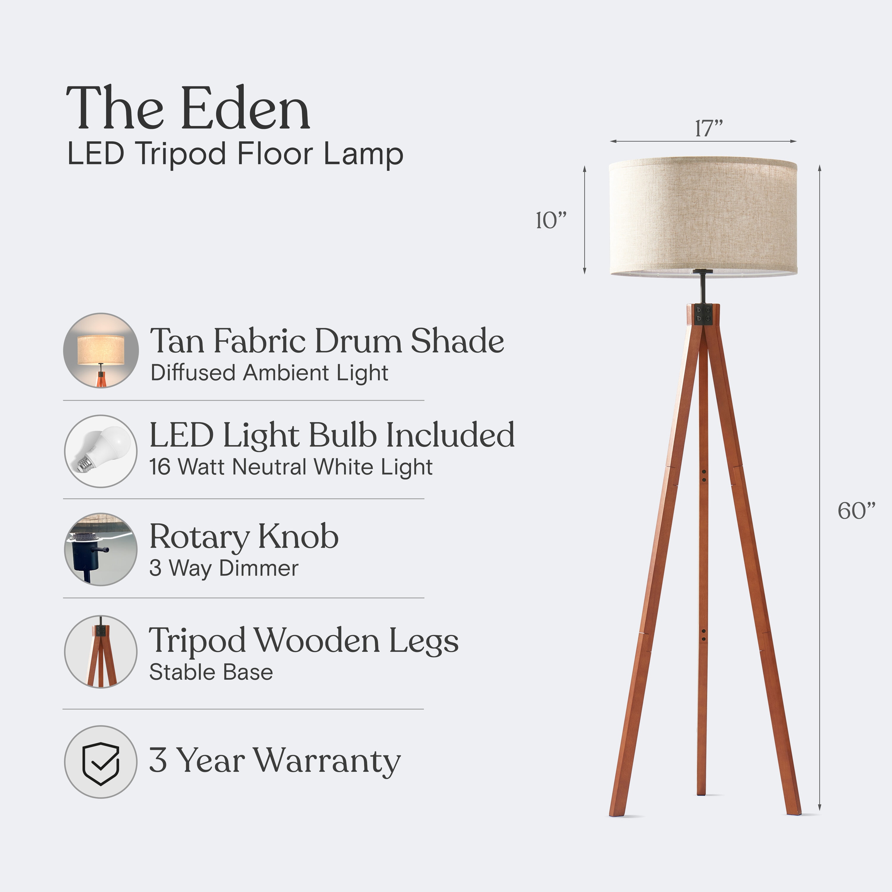 Brightech 60 in Havana Brown Tripod Floor Lamp