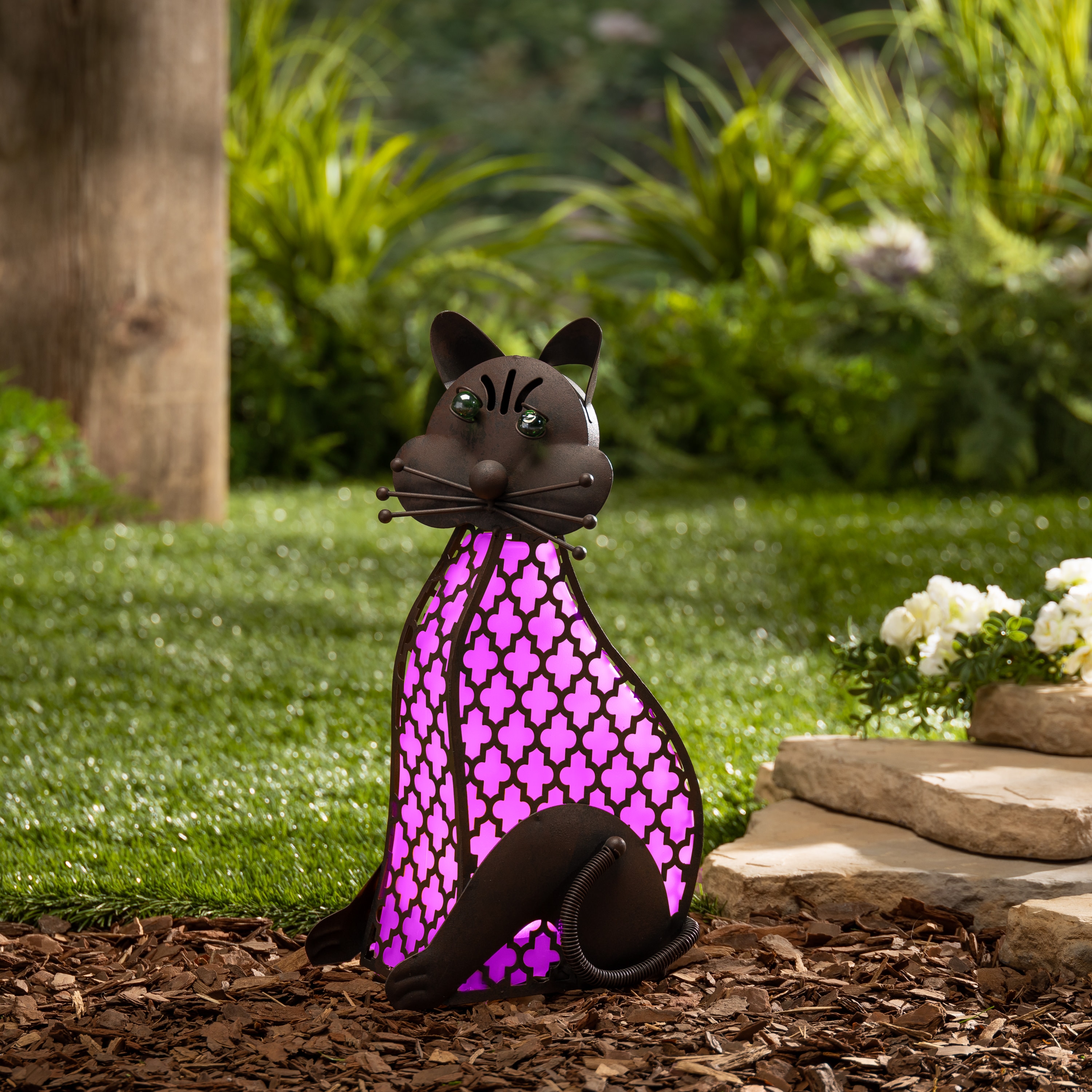 Garden Meadow 72108-PINKCAT 15.5-Inches H x 4-Inches W Pink Animal Garden Statue