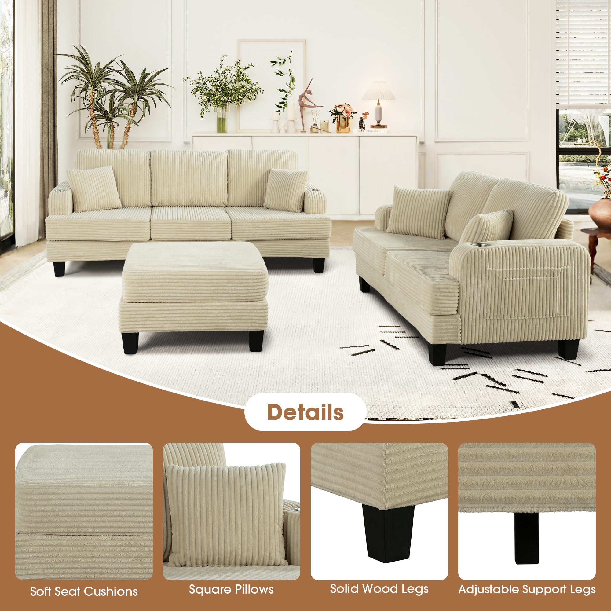 IHOMEadore MDSL6932BG Sofas-Loveseats - View #6