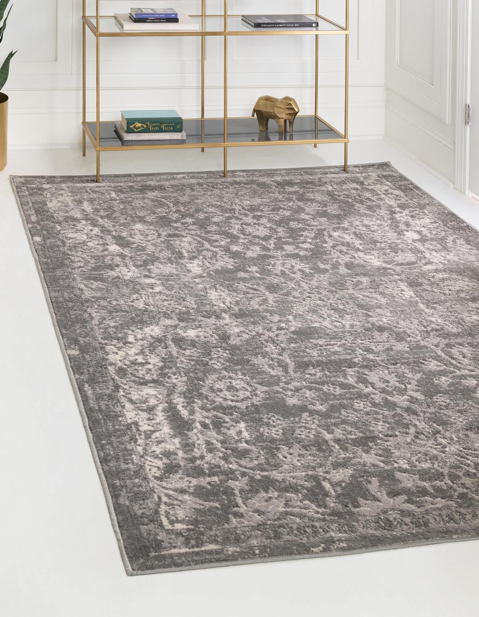 Unique Loom 3147387 Portland 4 x 6 (ft) Loomed Polypropylene Gray Rectangular Indoor Floral/Botanical Area rug