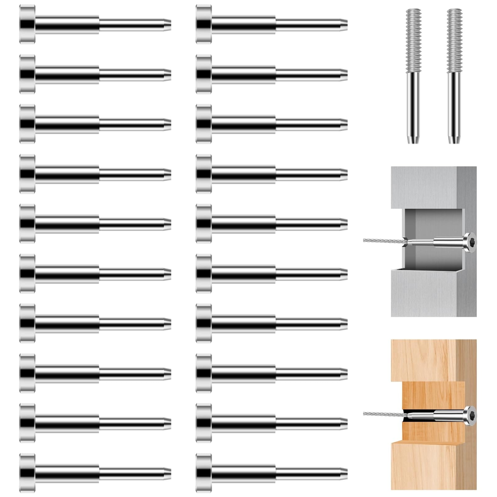 Etokfoks  Invisible Cable Railing Kit 1 77 in T316 Stainless Steel Metal Cable Railing Hardware 20 Pack
