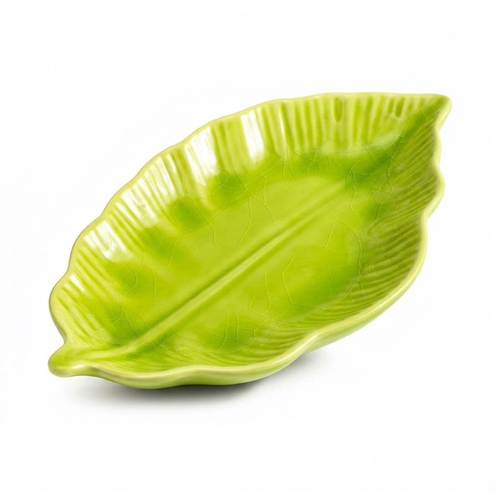 Aoibox  Ceramic Leaf Shaped Spoon Rest for Stove Top and Kitchen Counter Green Glaze 6 9 x 3 54 in 1 Pack