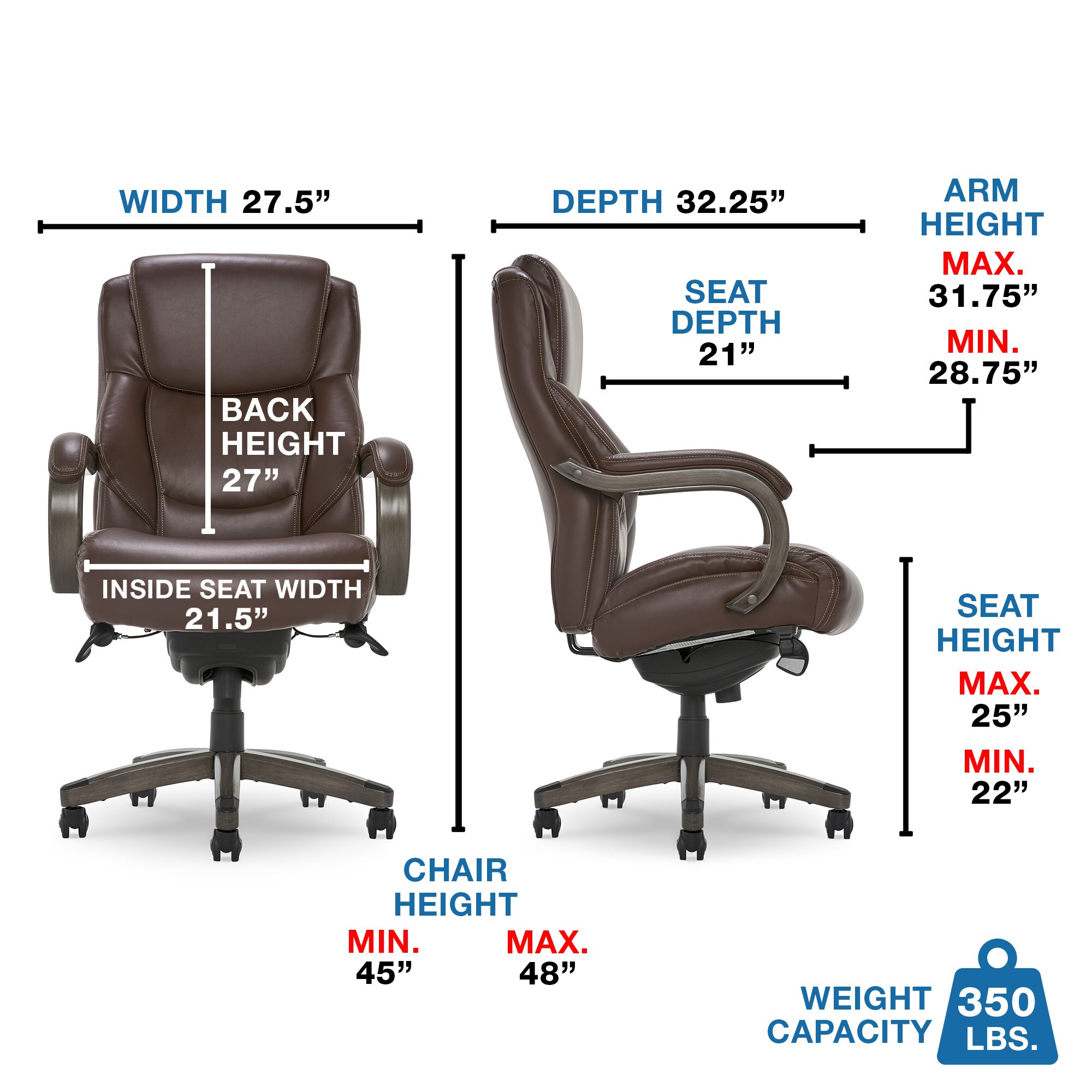 Chestnut Brown High-Back Executive Leather Office Chair