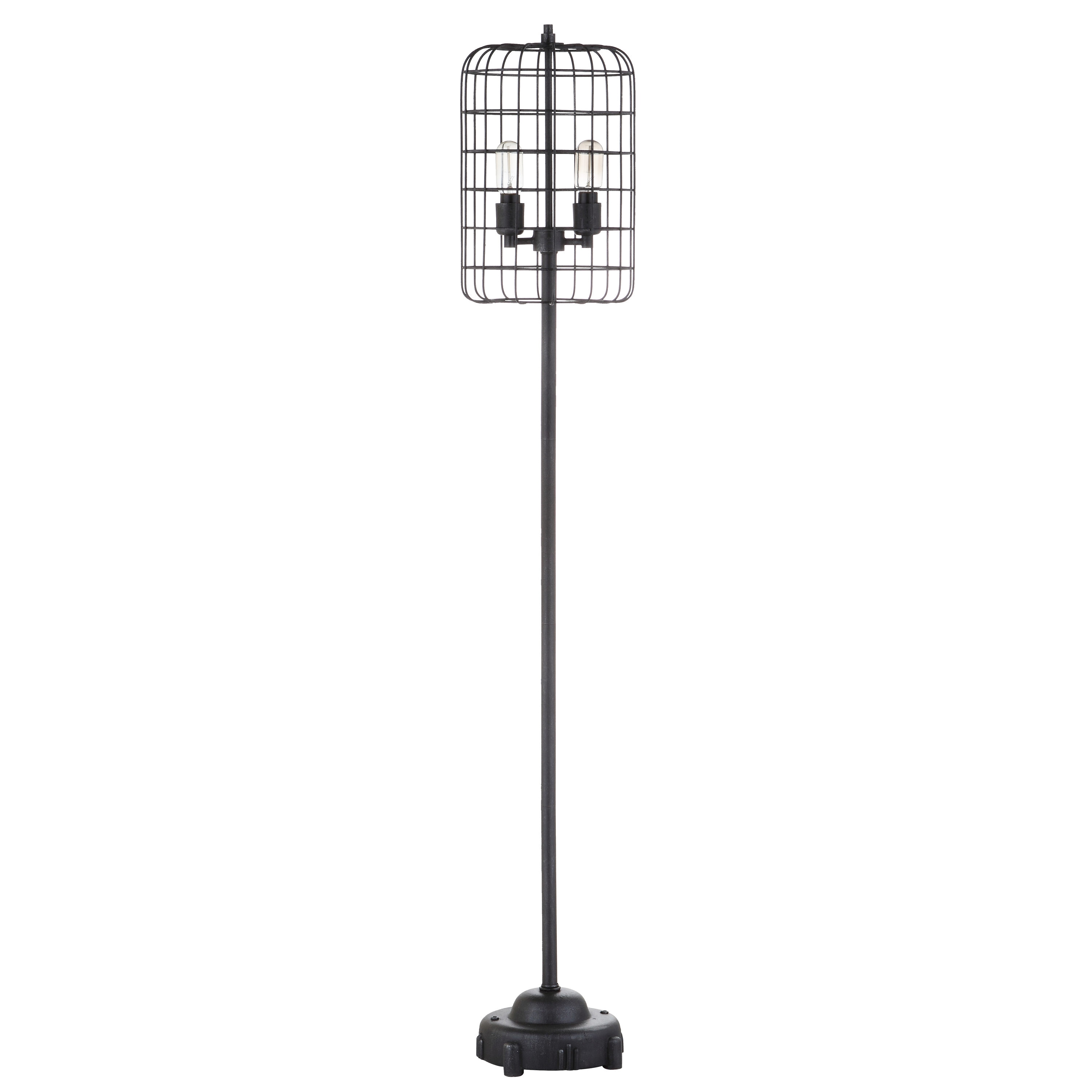 Odette 65" Black/Silver Industrial Metal Floor Lamp with Edison Bulb