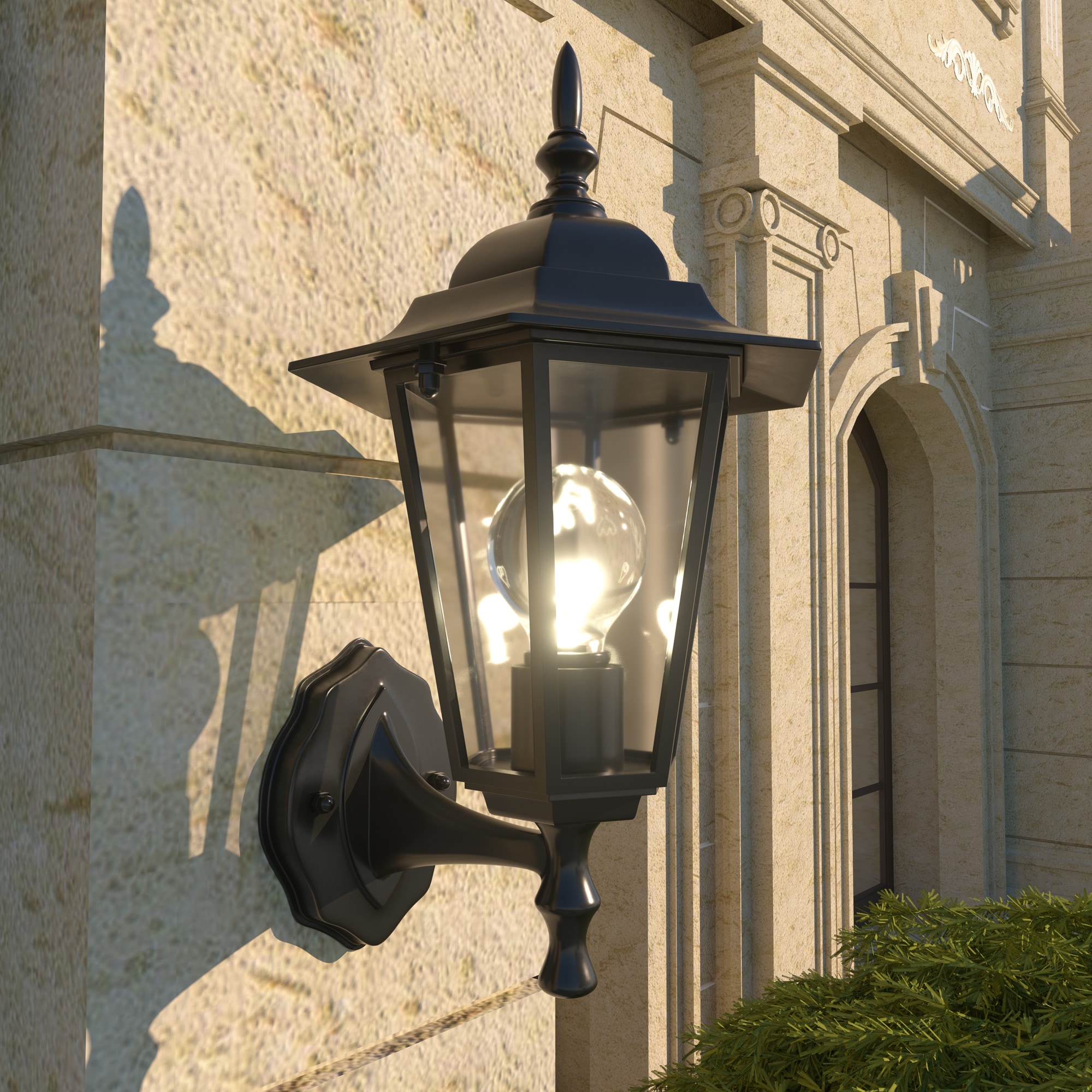 Dreamsidea Outdoor Post Lantern 14.5-in Black Traditional Style for Porch Patio and Garden