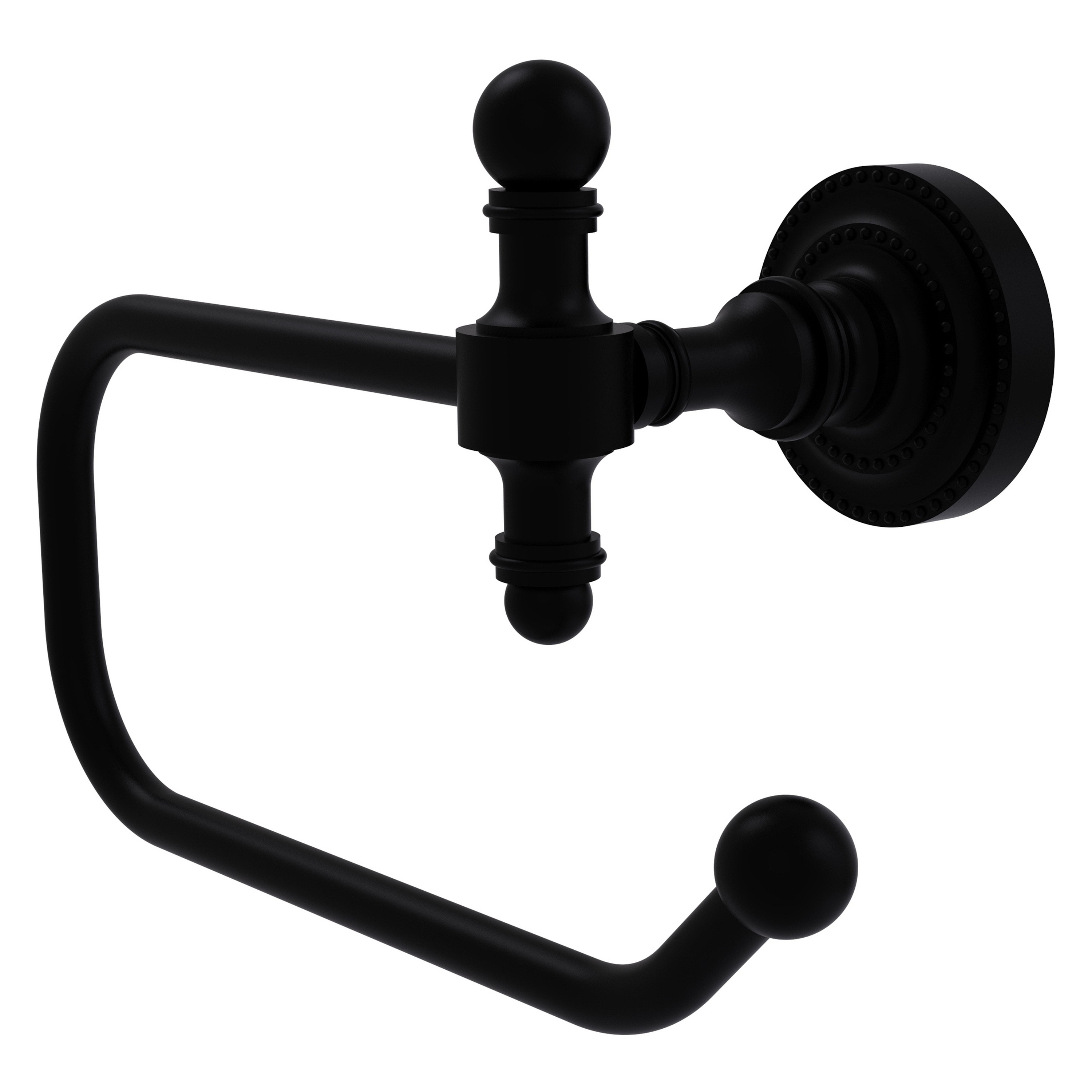 Allied Brass RD-24E-BKM Retro Dot Matte black Wall mount Single post Toilet Paper Holder 1 -Rolls with Storage