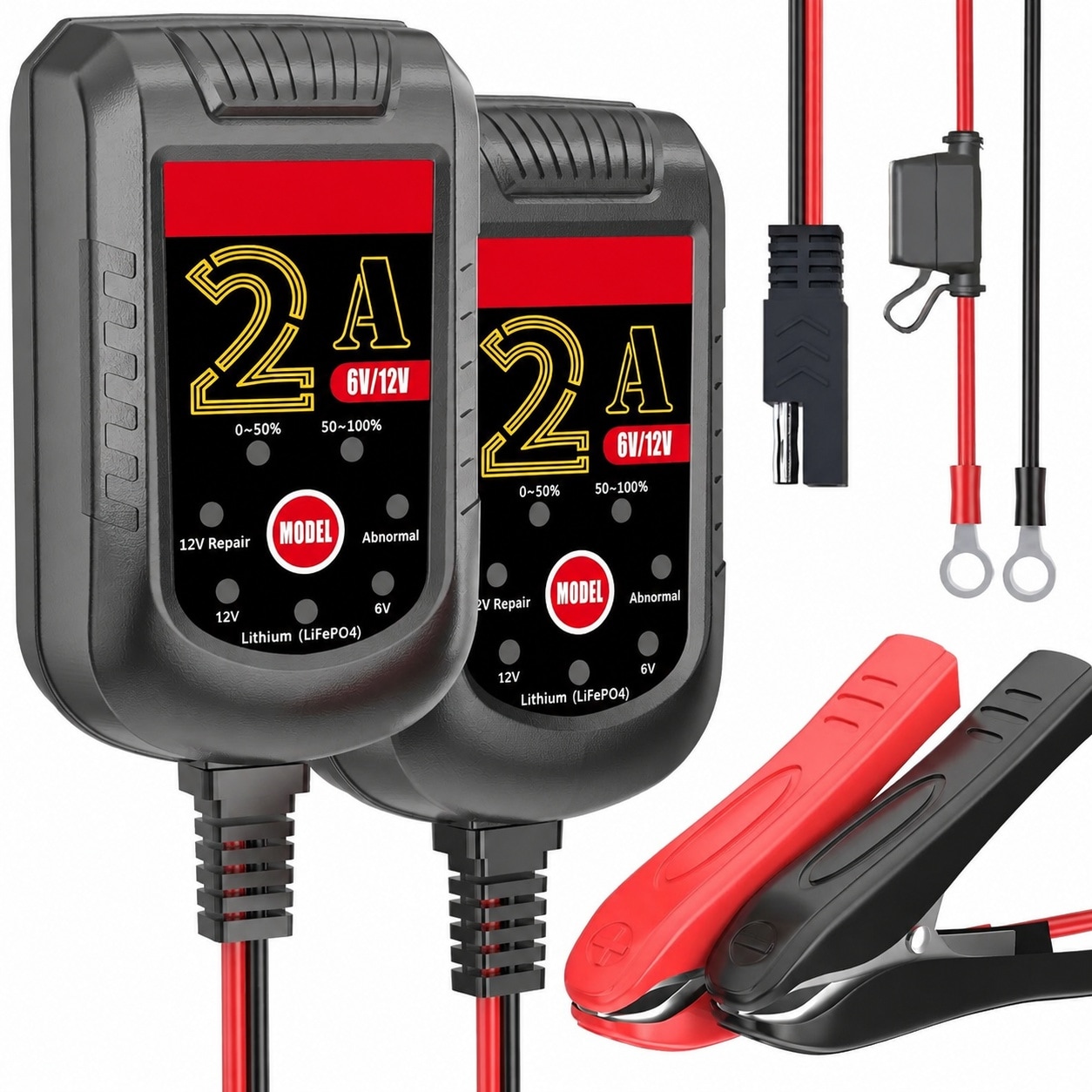 AOIZGMY -  2 Pack 2A Trickle power cell Charger Automatic Maintainer for 6V and 12V Lead Acid and...