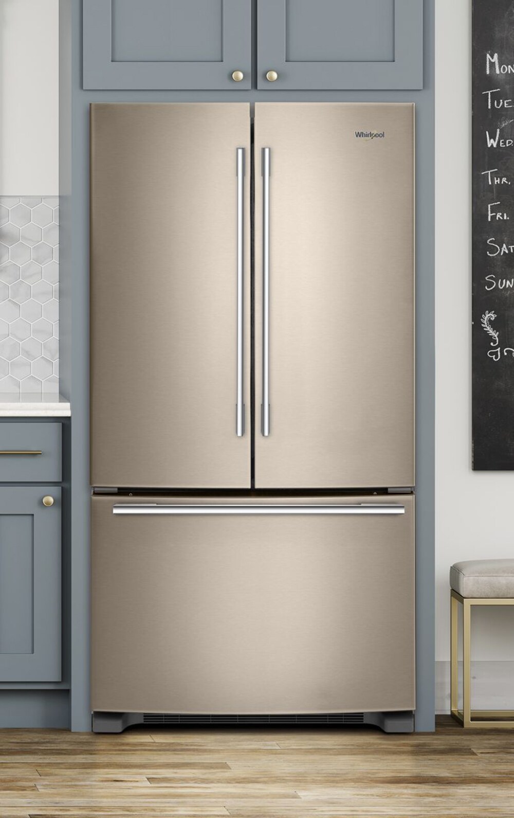 whirlpool 33 inch wide french door refrigerator wrfa32smhz