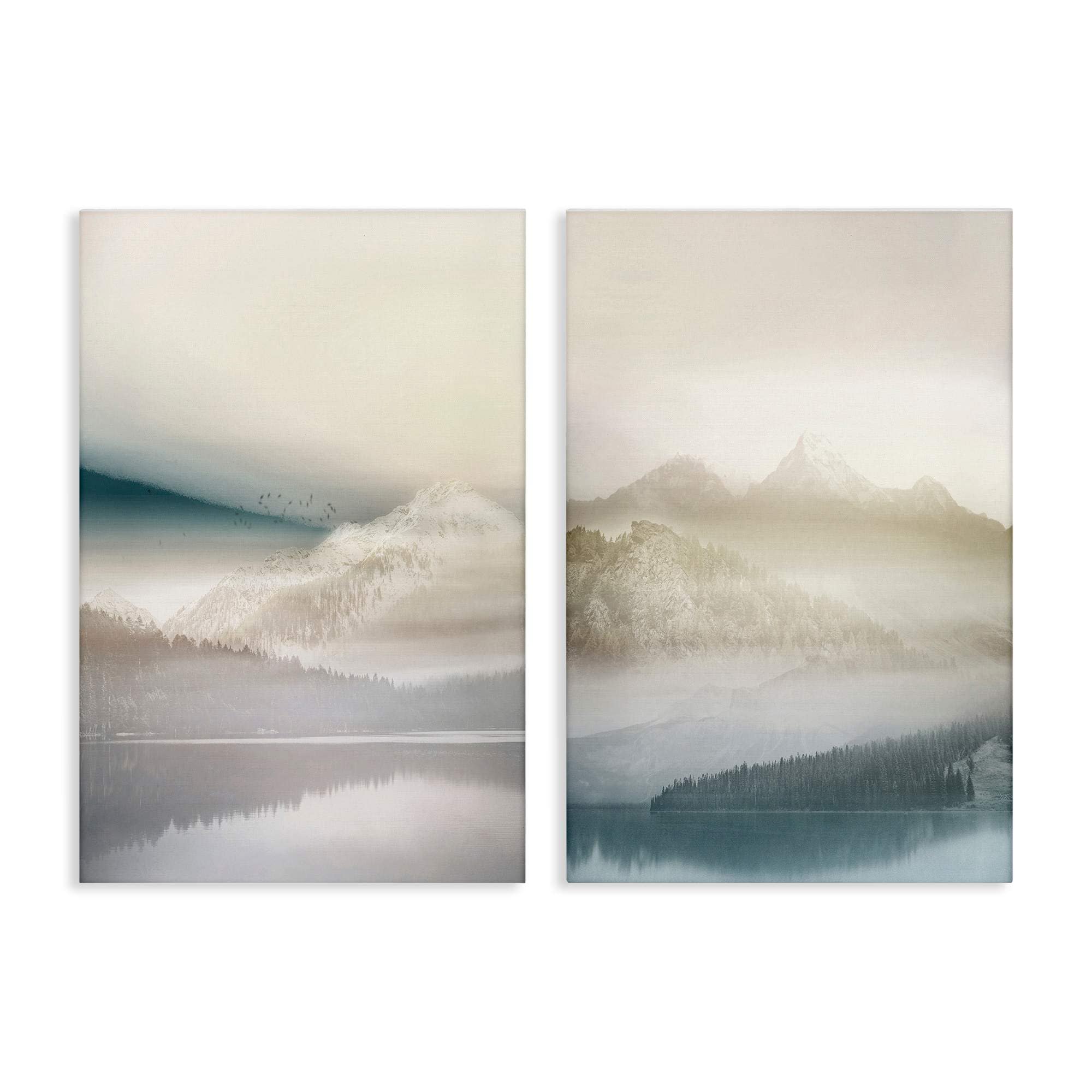 Stupell Industries B2-884-CN-2PC-24X36 Mountain Peaks and Neutral Lake 2 Piece Canvas Wall Art Set By Gemma Bardot 24 x 36