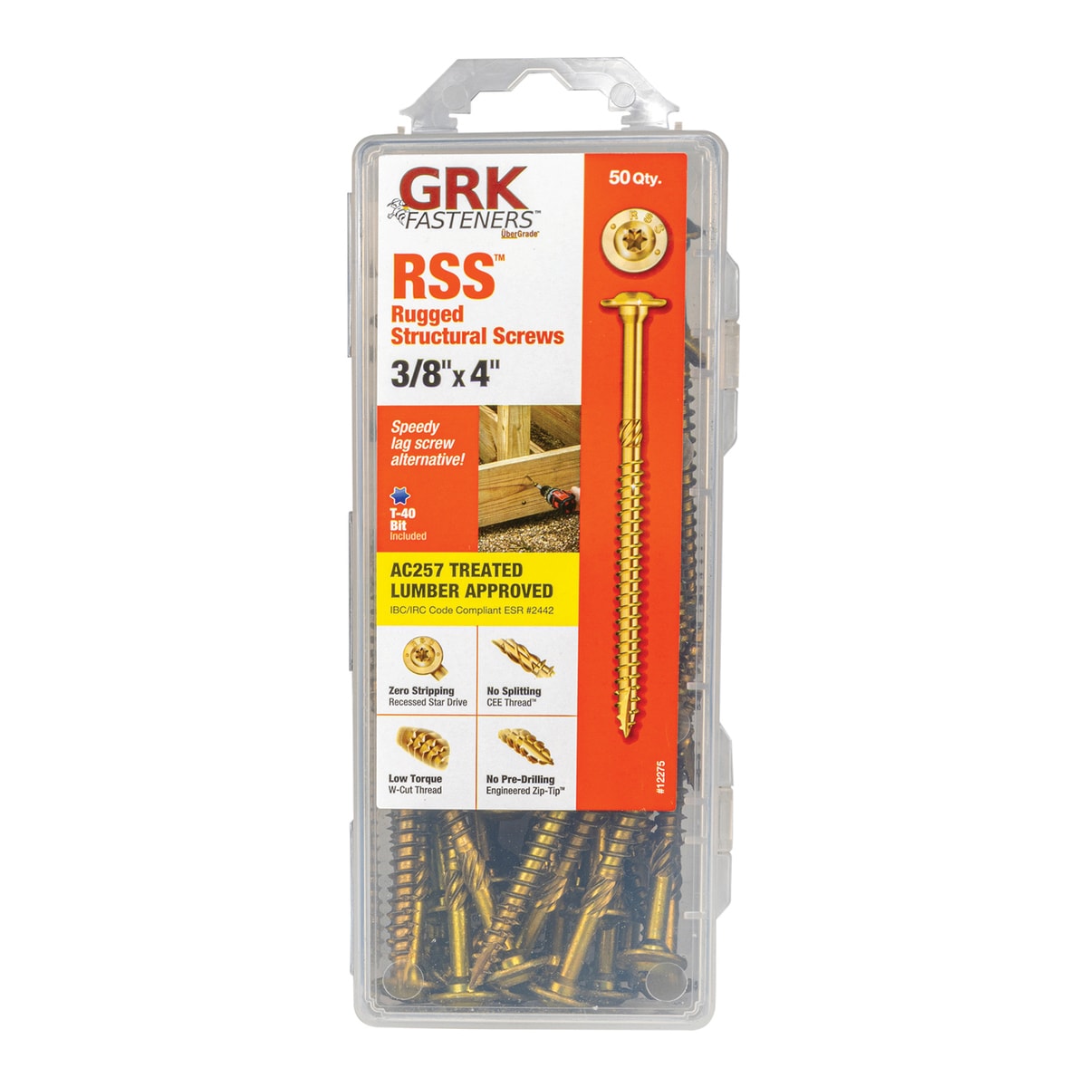 GRK Fasteners 12275 RSS 3/8-in x 4-in Polymer Exterior Wood screws ( 50 -Per Box )