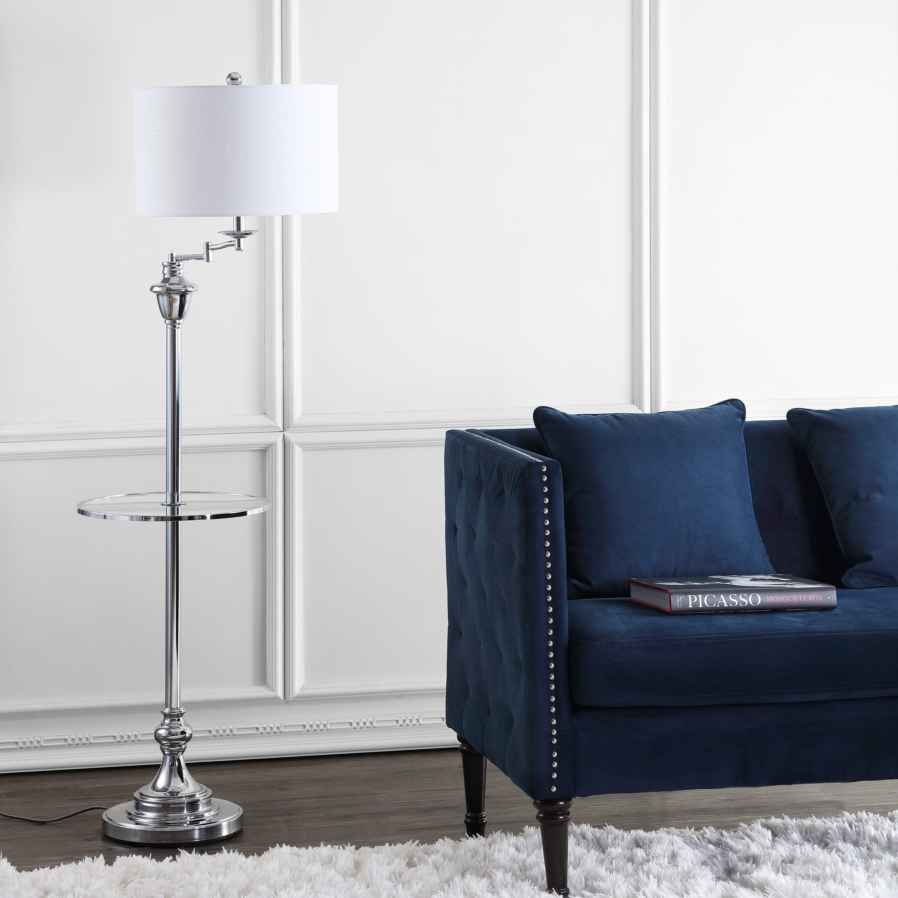 JONATHAN Y Cora Transitional 60-in Chrome Shelf Floor Lamp in the Floor  Lamps department at