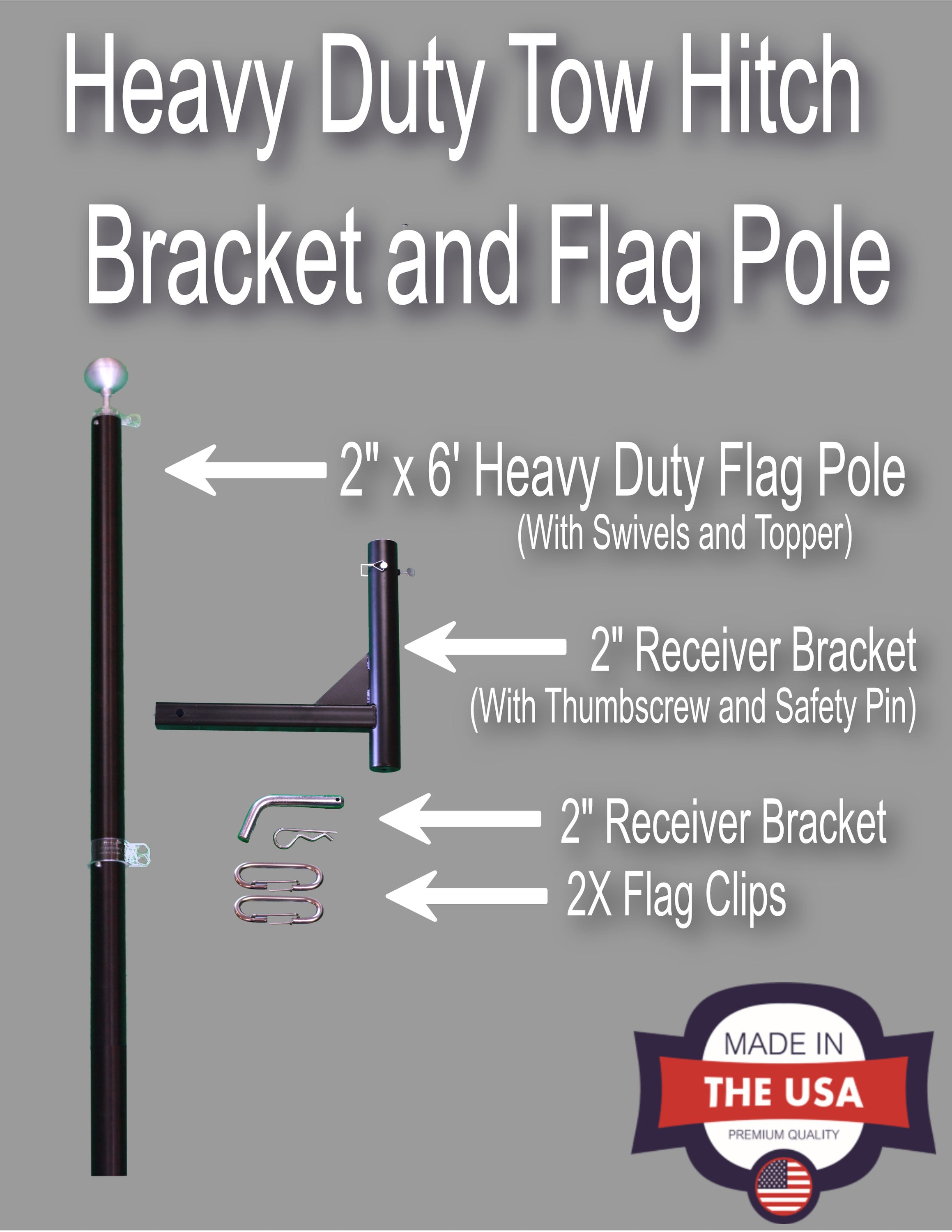 Heavy Duty Hitch Mount Flagpole Kit – EZPOLE Flagpoles