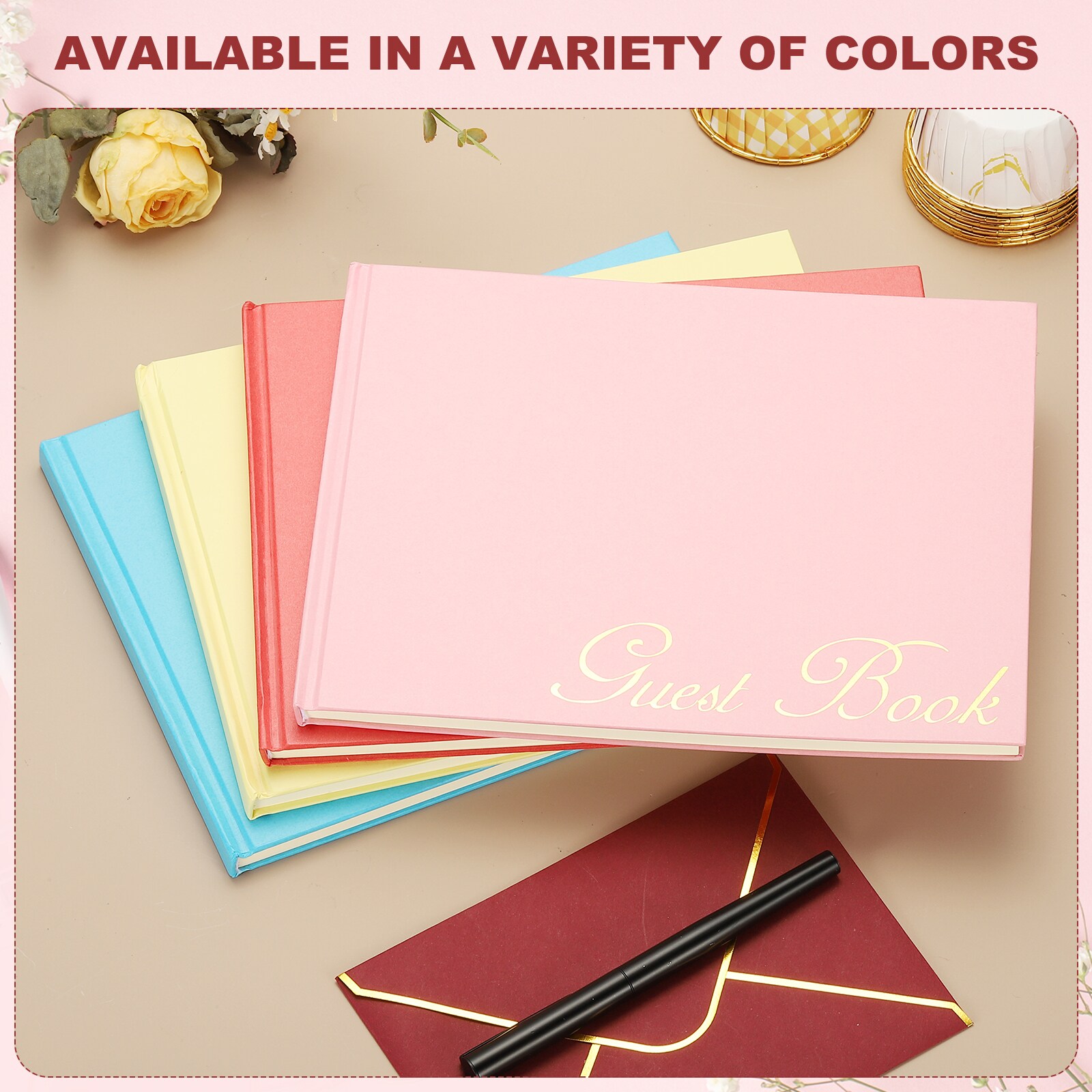 Unique Bargains Elegant Guestbook 9Inchx7Inch Offset Paper Wedding ...
