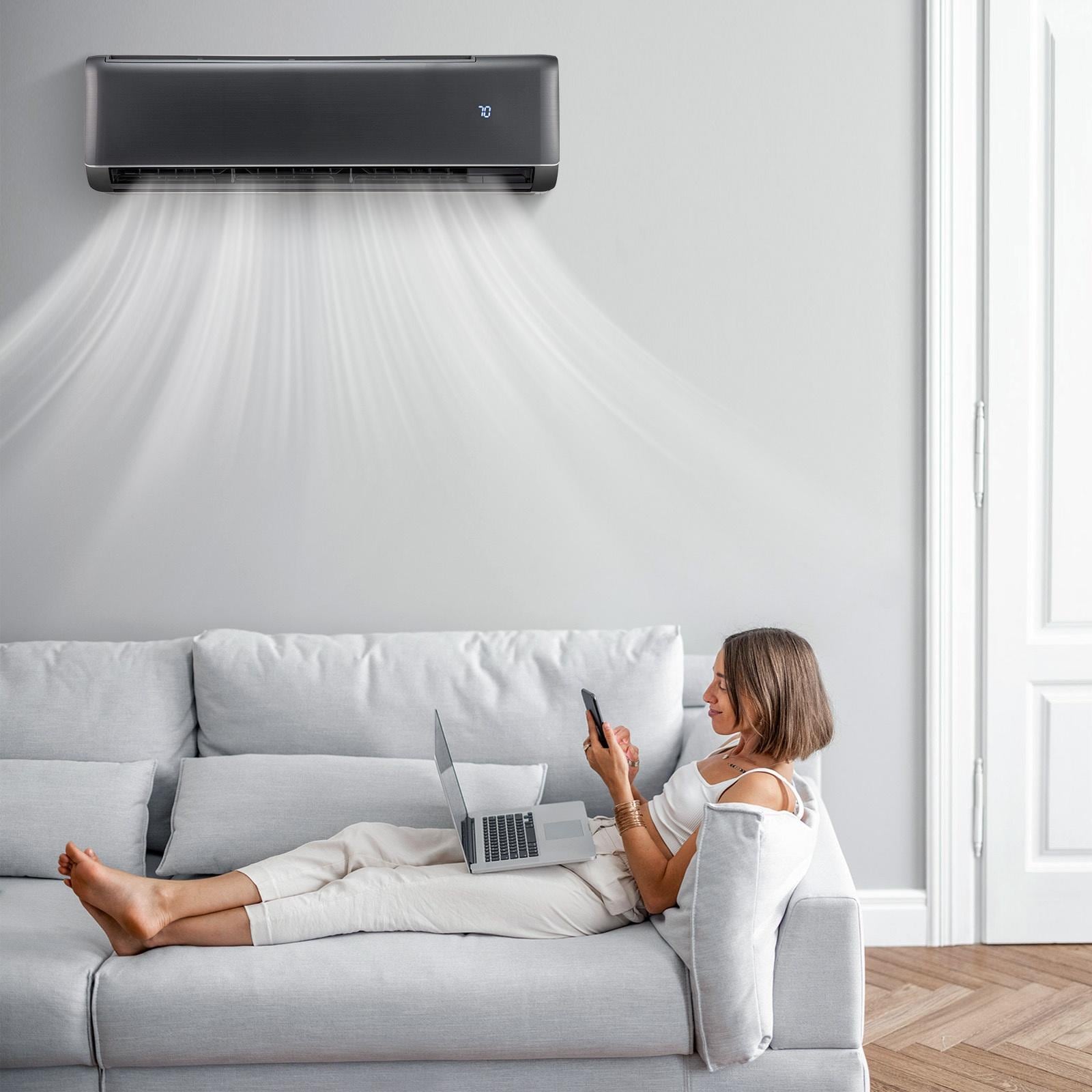 GIVIMO 24000 BTU Ductless Mini Split Air Conditioner and Heater 21 SEER2 208-230V Inverter WiFi Enabled for Up to 1500-sq ft Gray Sansujyuku sansujyuku.com