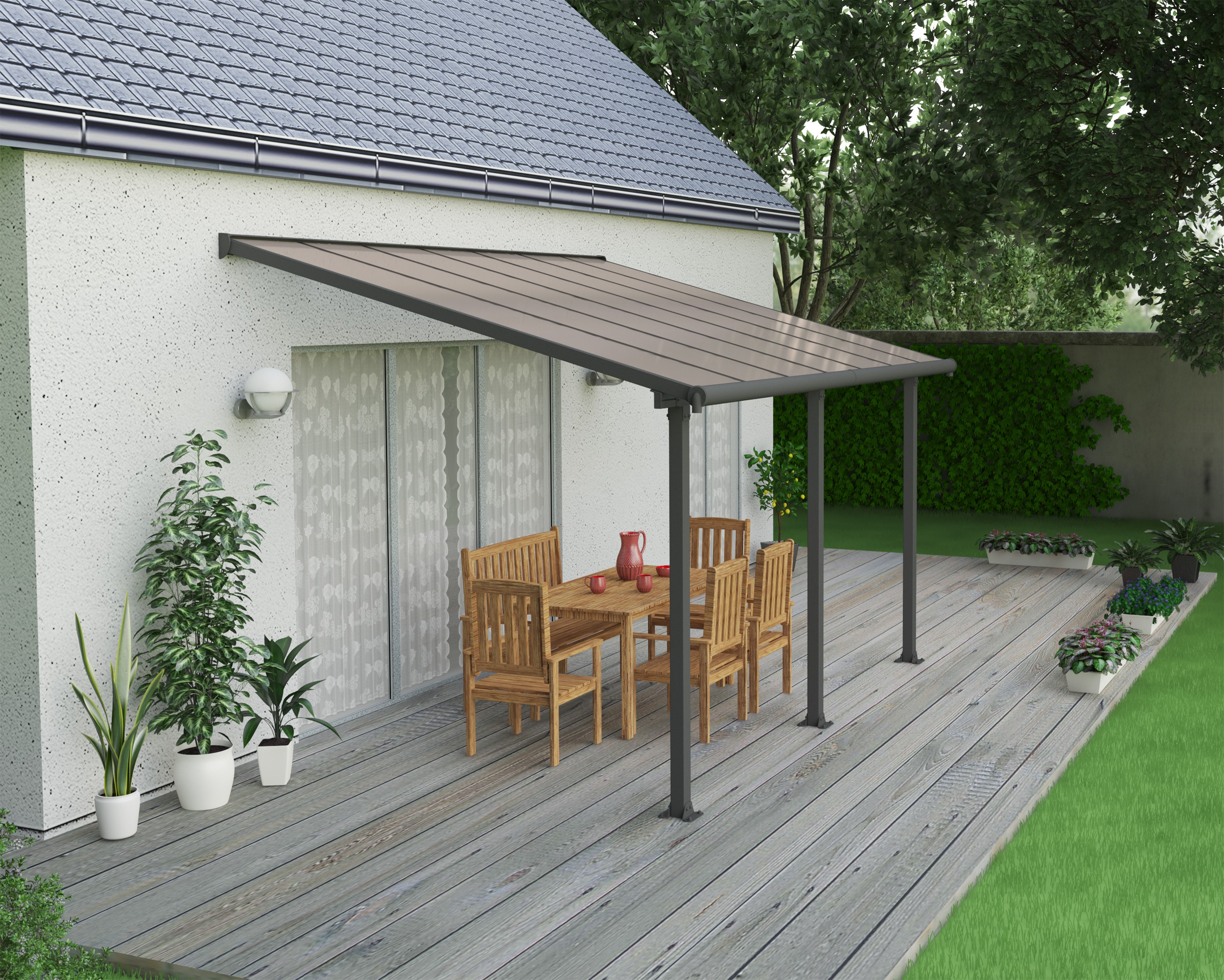 Canopia by Palram 704573 Olympia 10-ft x 14-ft Gray/Bronze Aluminum Patio cover ( 30-lb )