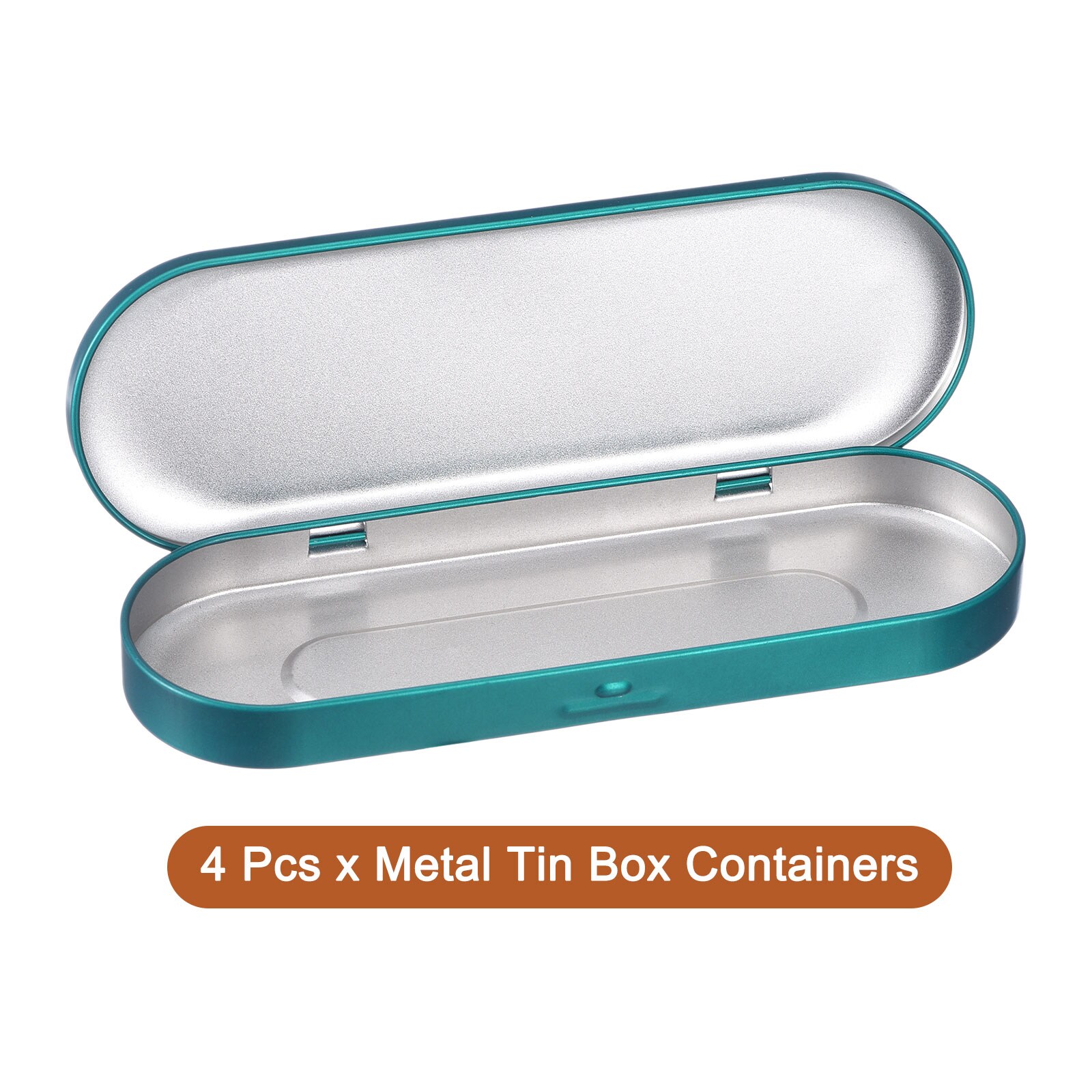 Unique Bargains 4 Pcs Metal Tin Box Container 6.9x2.4x0.7 Inch Oval ...
