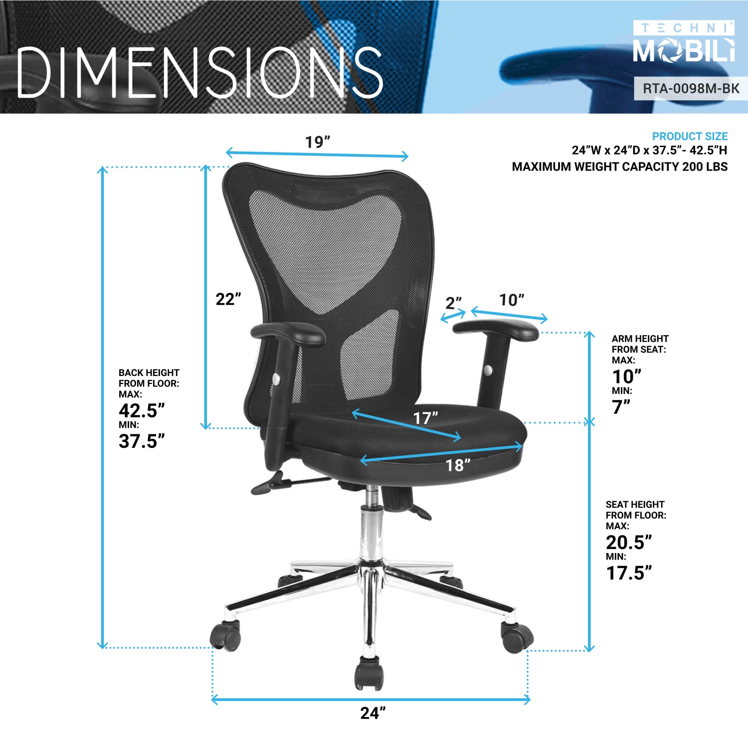 Streamdale Furniture RTA-0098M-BK Office-Chairs - View #4