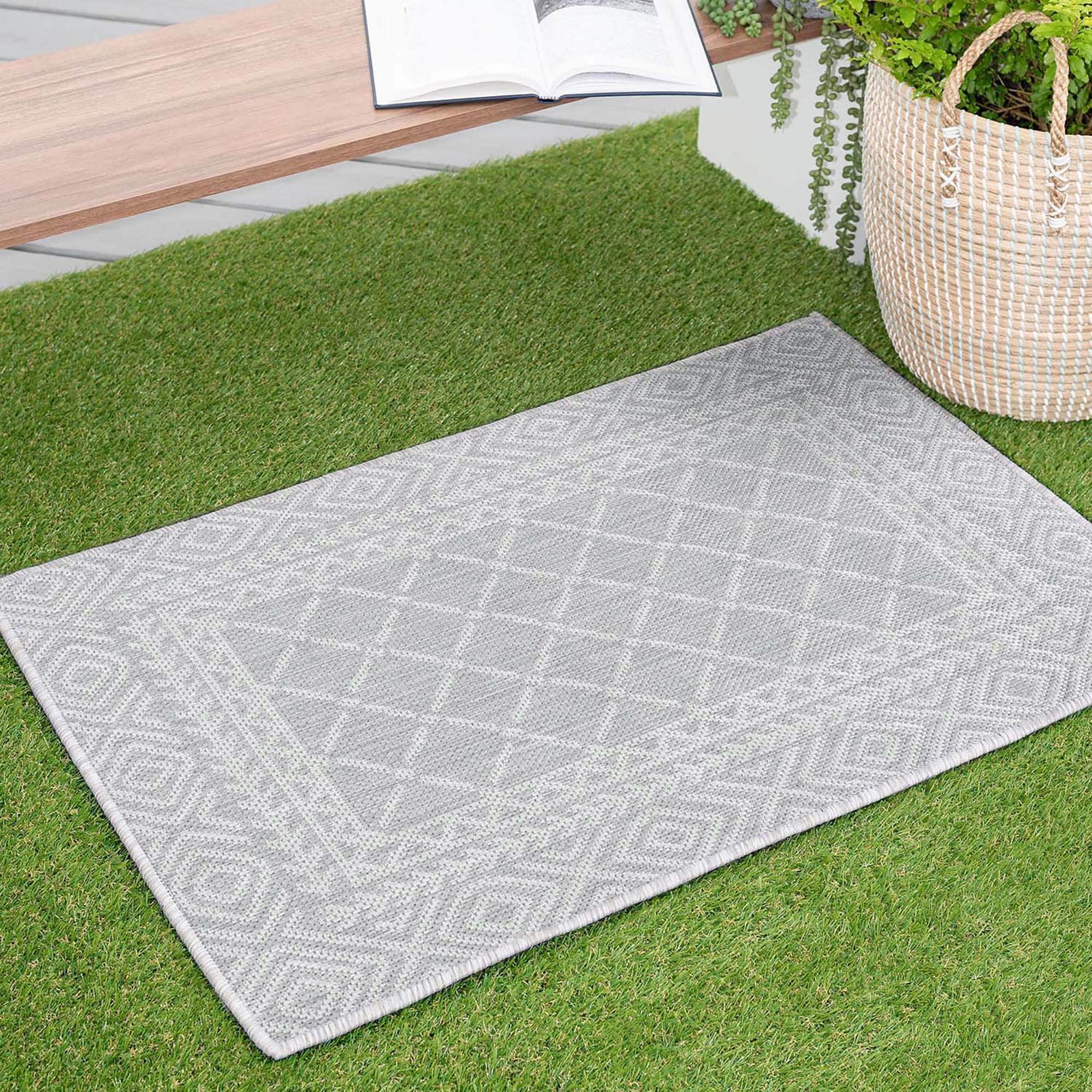 Tayse ECO2109 2X3 Eco 2 x 3 (ft) Flatweave Polypropylene Gray Rectangular Indoor/Outdoor Coastal Throw rug