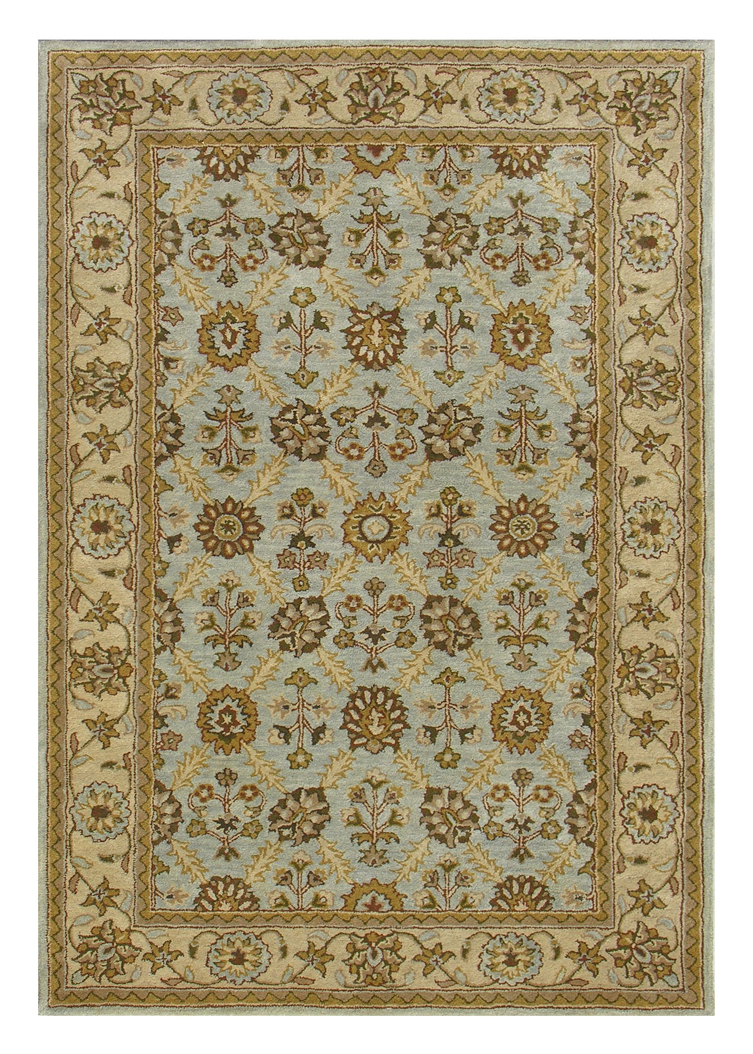 DYNAMIC RUGS CH7101413500 Charisma 7 x 10 Wool Blue Floral Area Rug