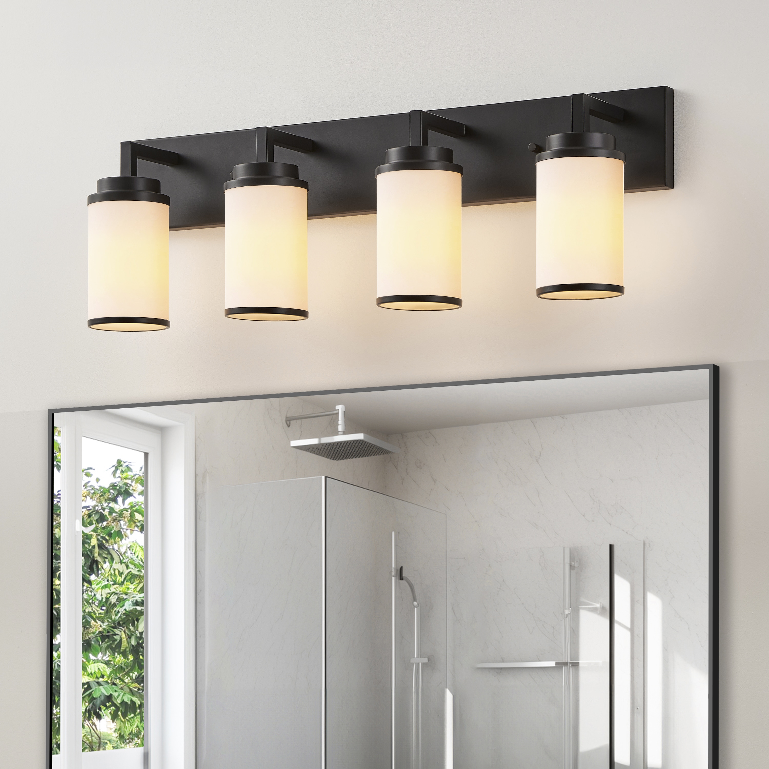 KAWOTI 21390 Olann 30-in 4 -Light Matte Bronze Transitional Vanity light