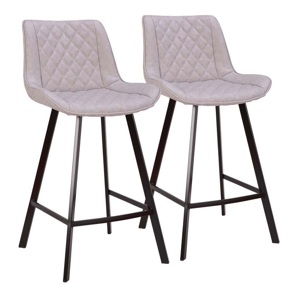 LumiSource B26-WYNE BK+GY2 Wayne Set of 2 Black, Grey 37.25-in H Tall Upholstered Metal Bar Stool