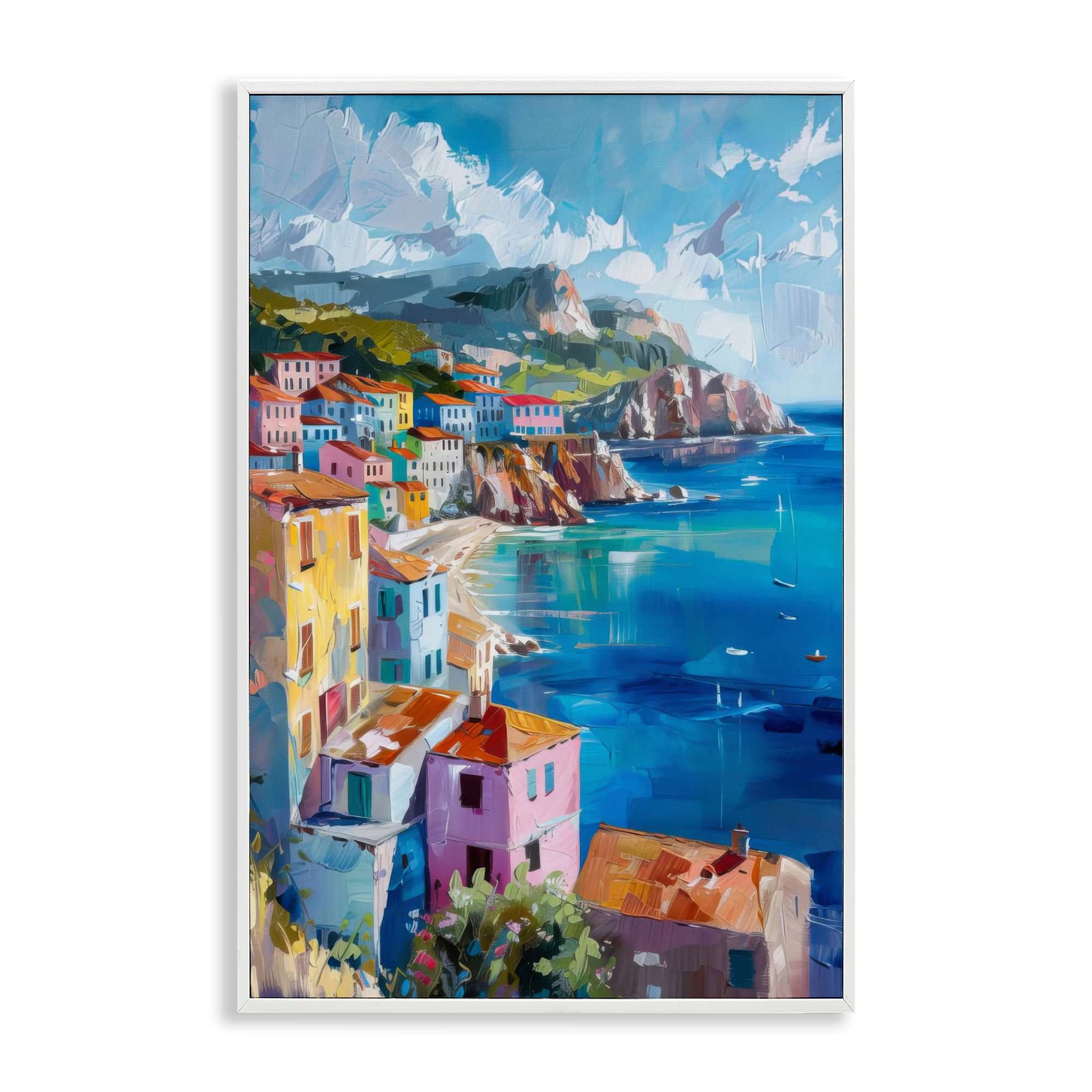 Stupell Industries BT-725-WFR-20X30 View Over Coastal Town Framed Giclee design by LSR Design Studio
