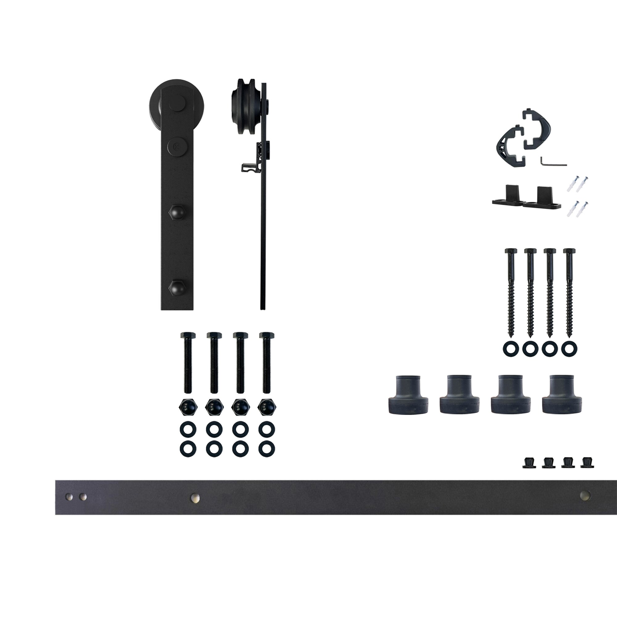 HOMACER ZT1TGH066C 66-in Rustic black Black Indoor I-strap Single Barn door hardware kit