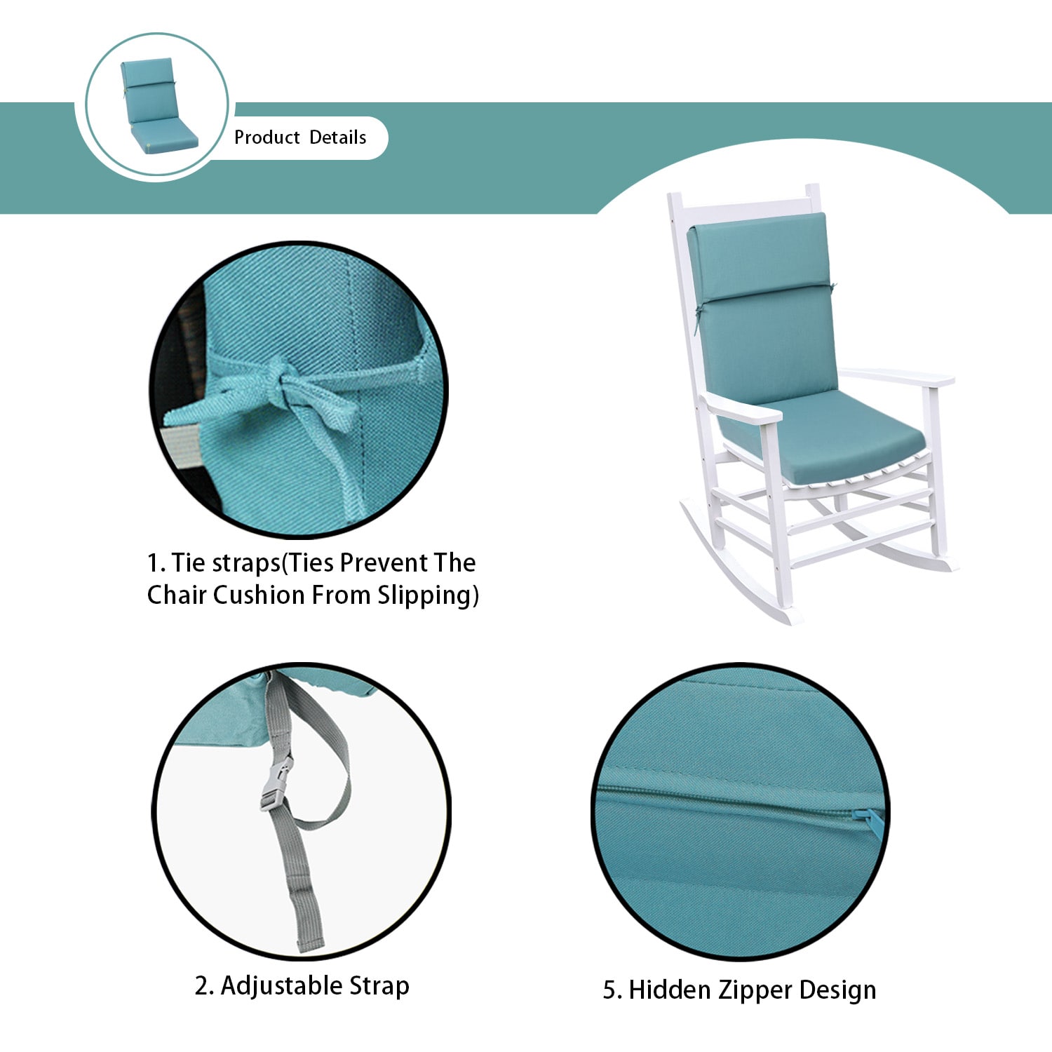 Aoodor A050-PBUBU Patio-Furniture-Cushions - View #4