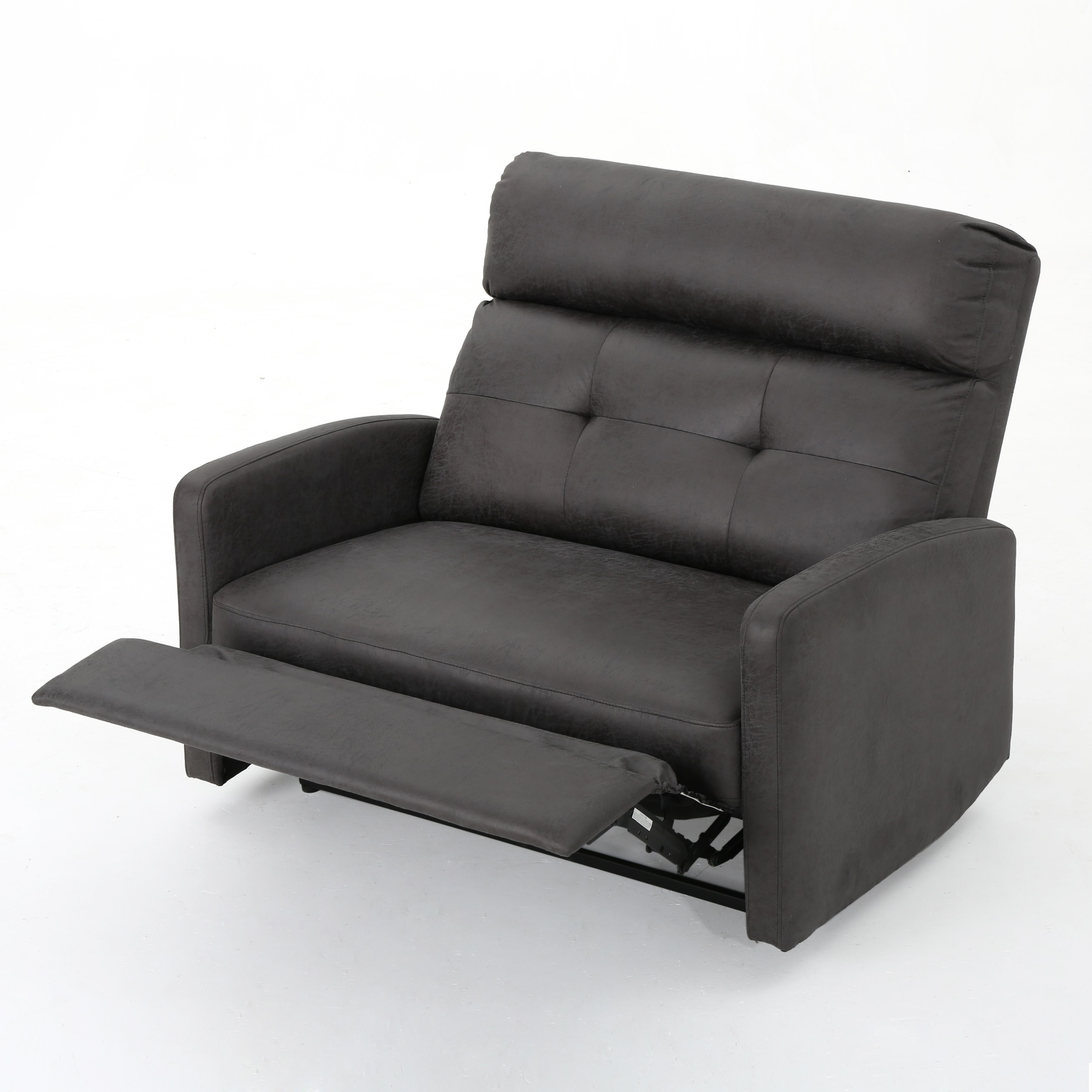 Slate Gray Microfiber 2-Seater Recliner with Wood Frame