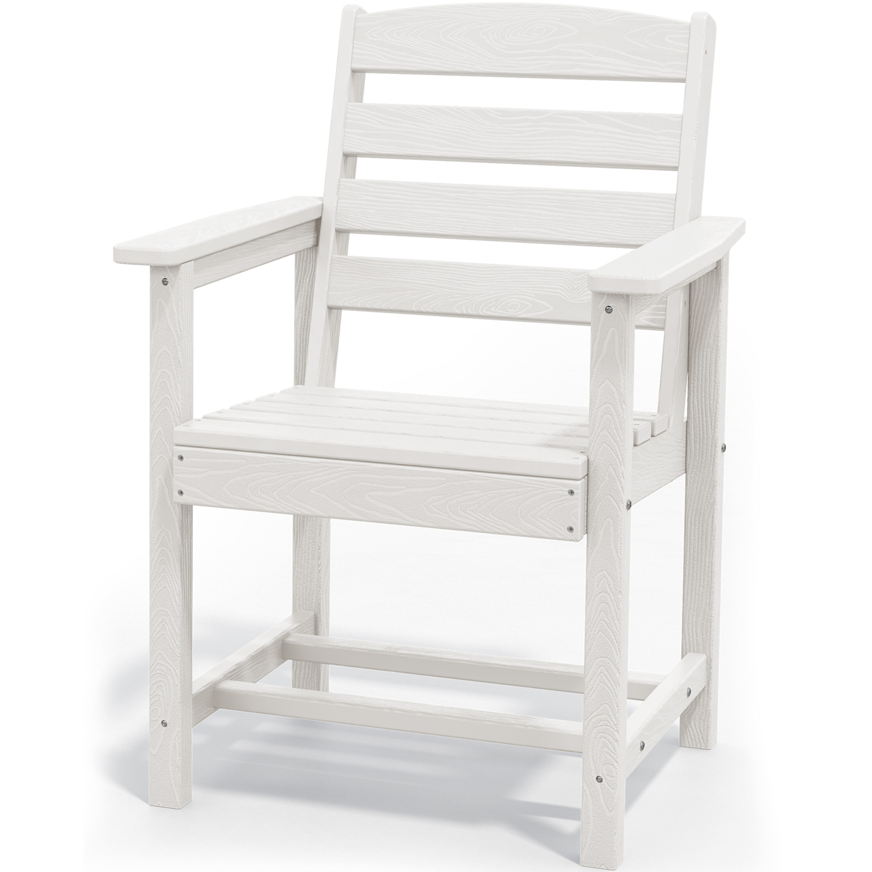 JEAREY JYCY-WHITE HDPE Stationary Dining Chairs WHITE HDPE Frame Stationary Dining Chair with Slat Seat