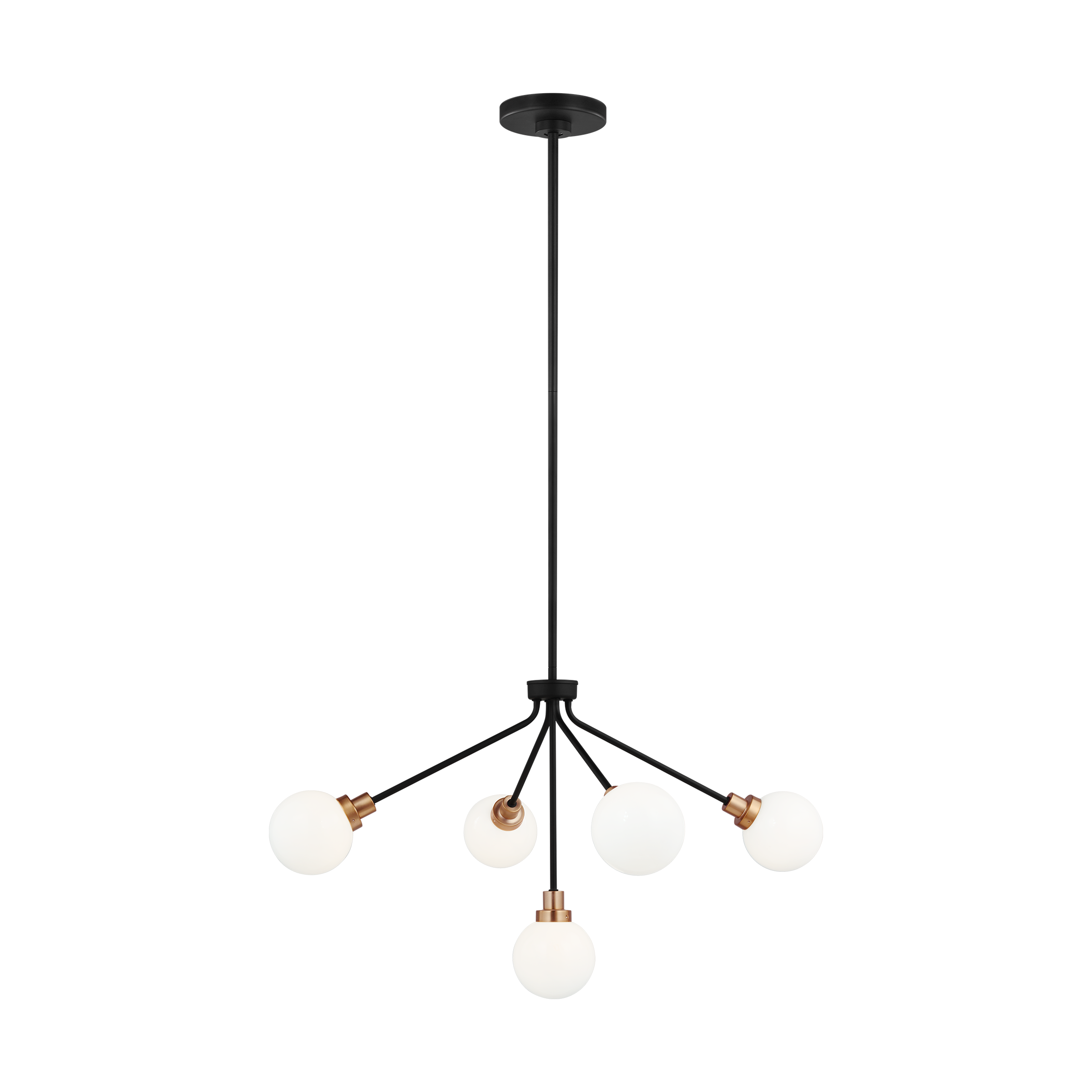 Andrea 5-Light Black and Brass Sputnik Chandelier with Frosted Glass Shades
