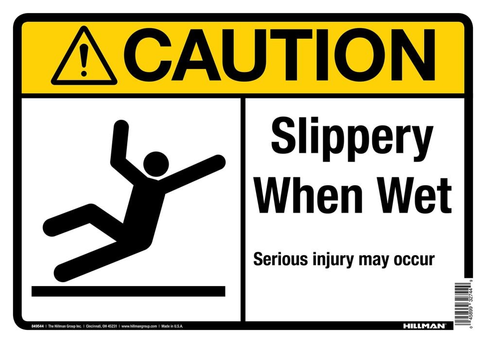 OSHA Safety SIGN 10" x 14" CAUTION Slippery When Wet 