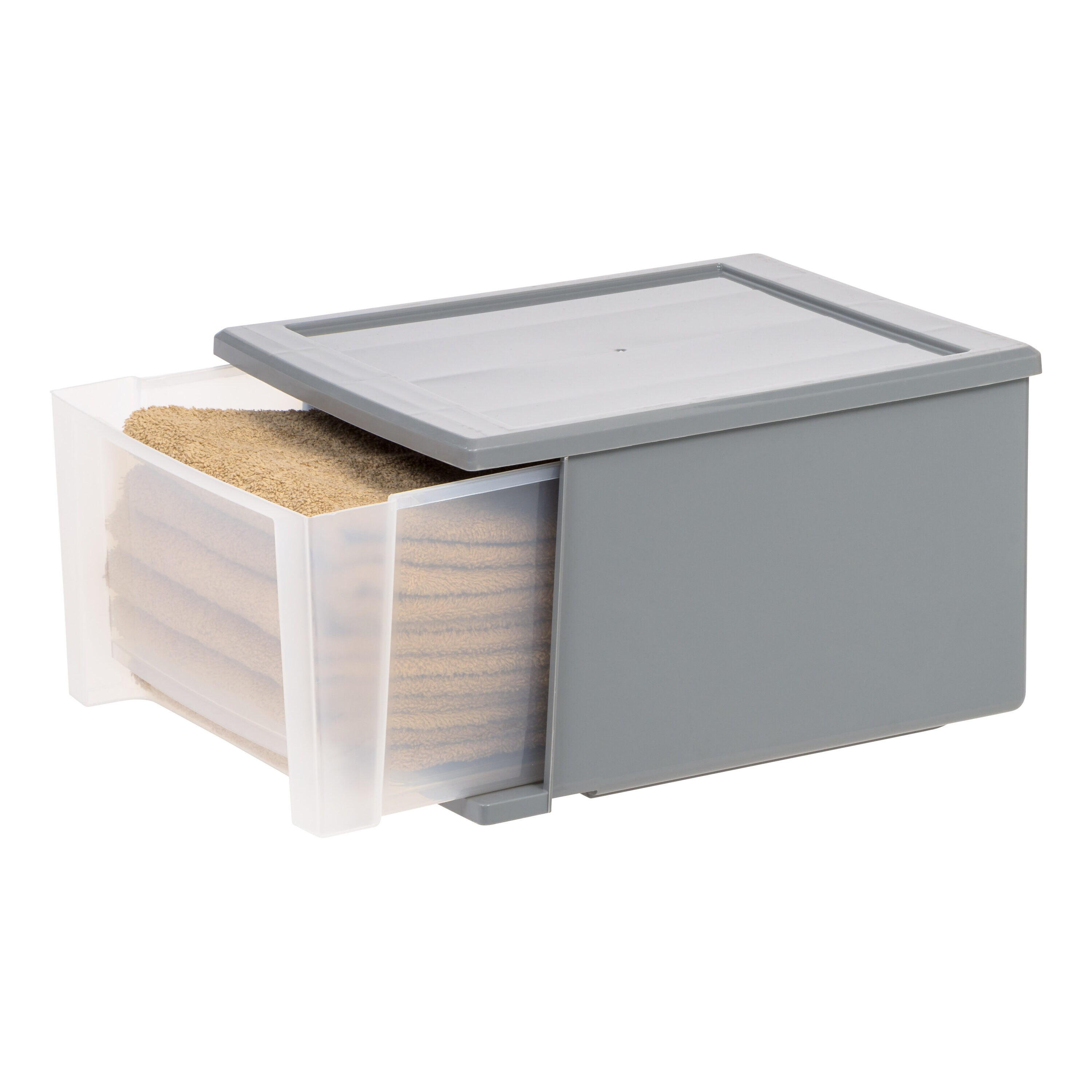 IRIS 3-Pack Gray Stackable Plastic Storage Drawer 11.6-in H x 15.6-in W x  19.6-in D in the Storage Drawers department at