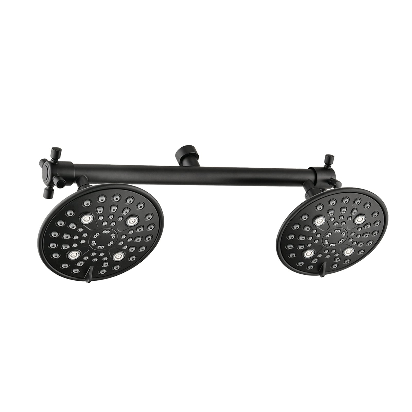 Vanfority Revel Matte Black 6-in Double Shower Head with Built-in Valve and Shower Arm