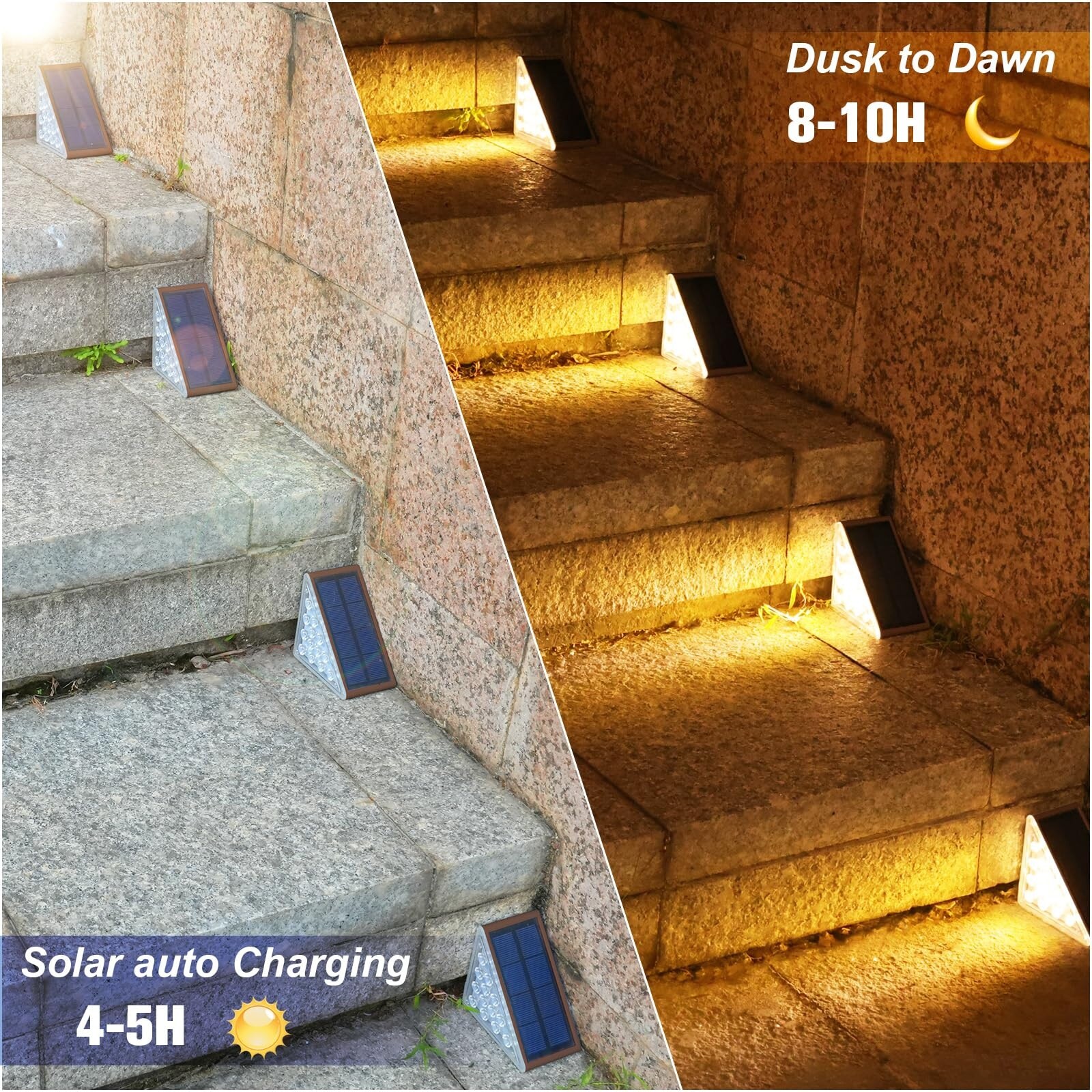 Etokfoks 80 lumen brown low voltage outdoor integrated led solar stair ...