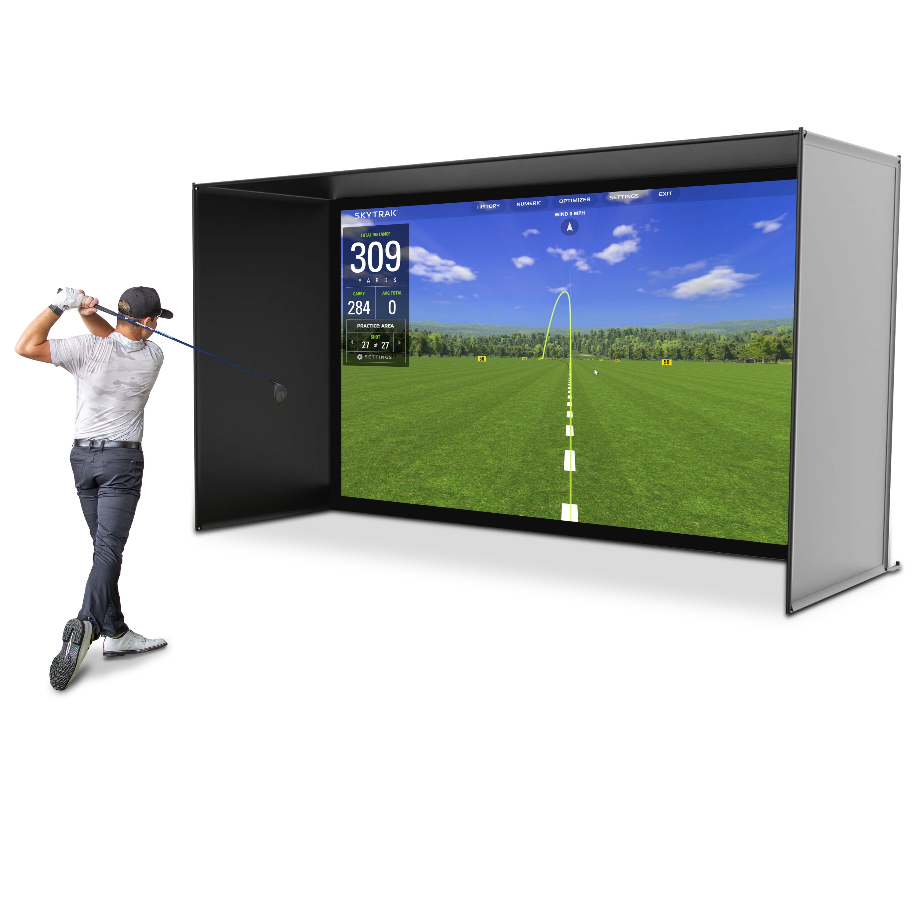GoSports 810151122519 14 x 8 ft Golf Simulator Enclosure Net - Complete Set with Frame and HD Impact Screen Kit