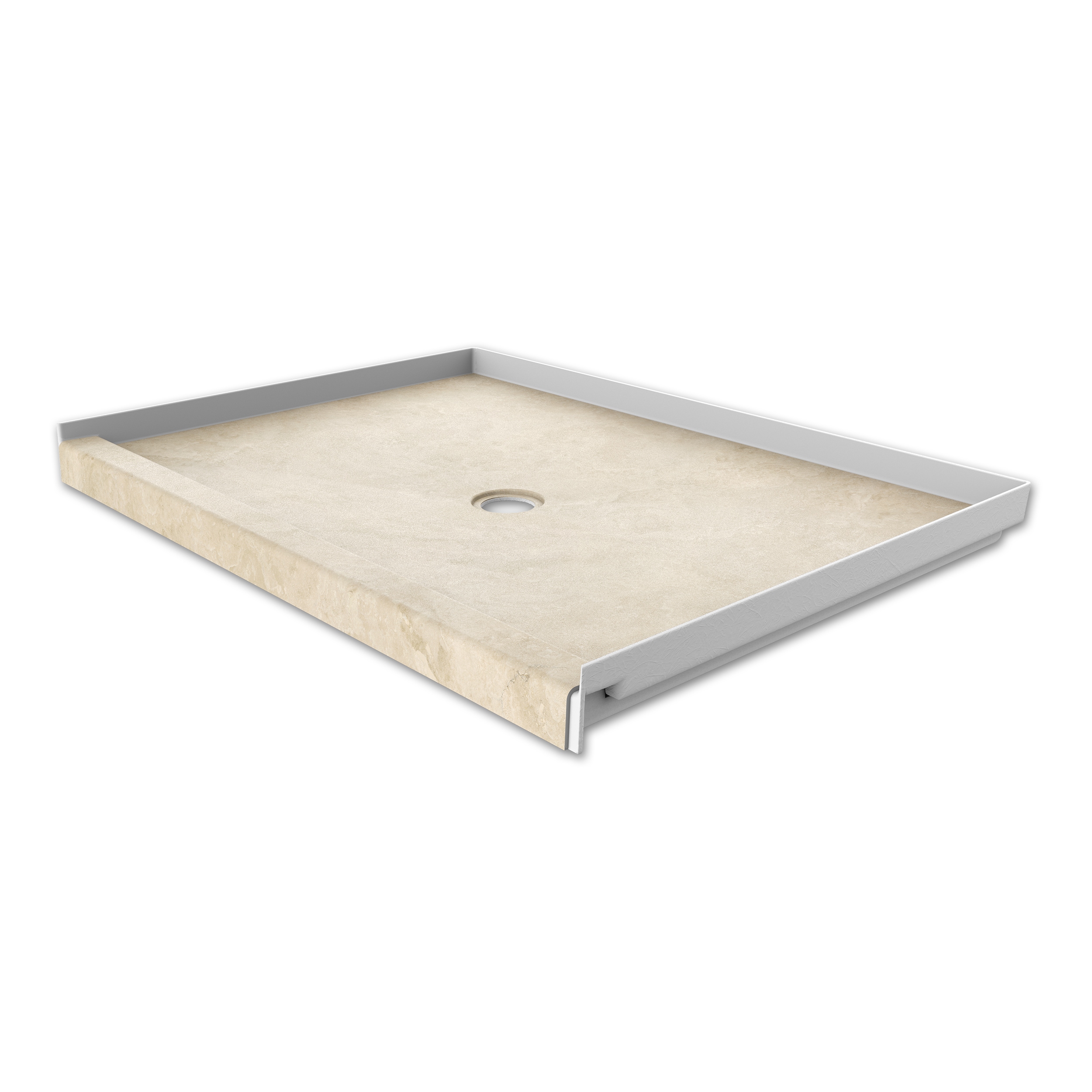 FlexStone FLXSBC4834CT 34-in W x 48-in L Creme Travertine Single Threshold Rectangle Shower pan base with 2.625-in H Threshold (Center Drain)