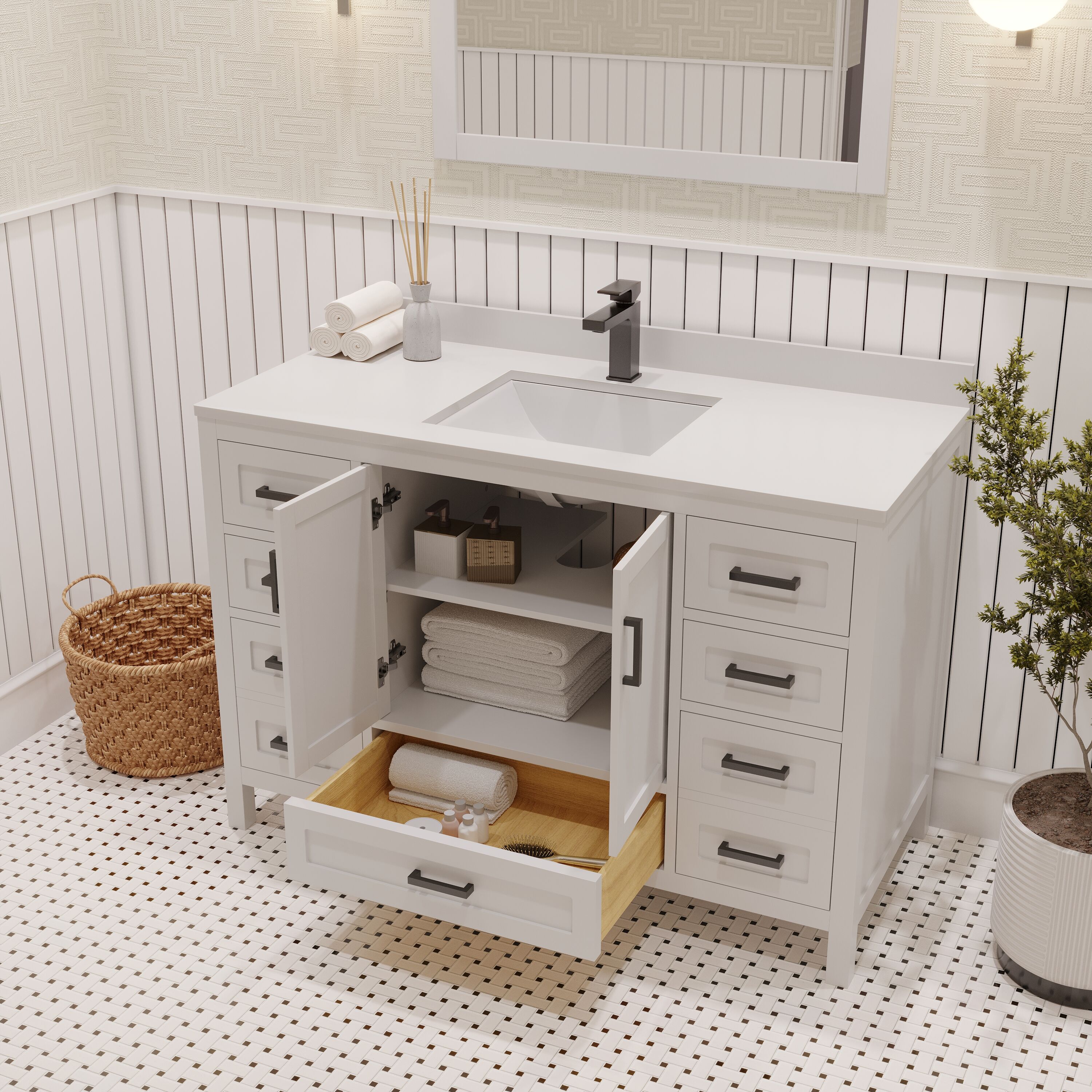 Ayna Decors AVR48WH3001 Bath-Vanity-Combo - View #4