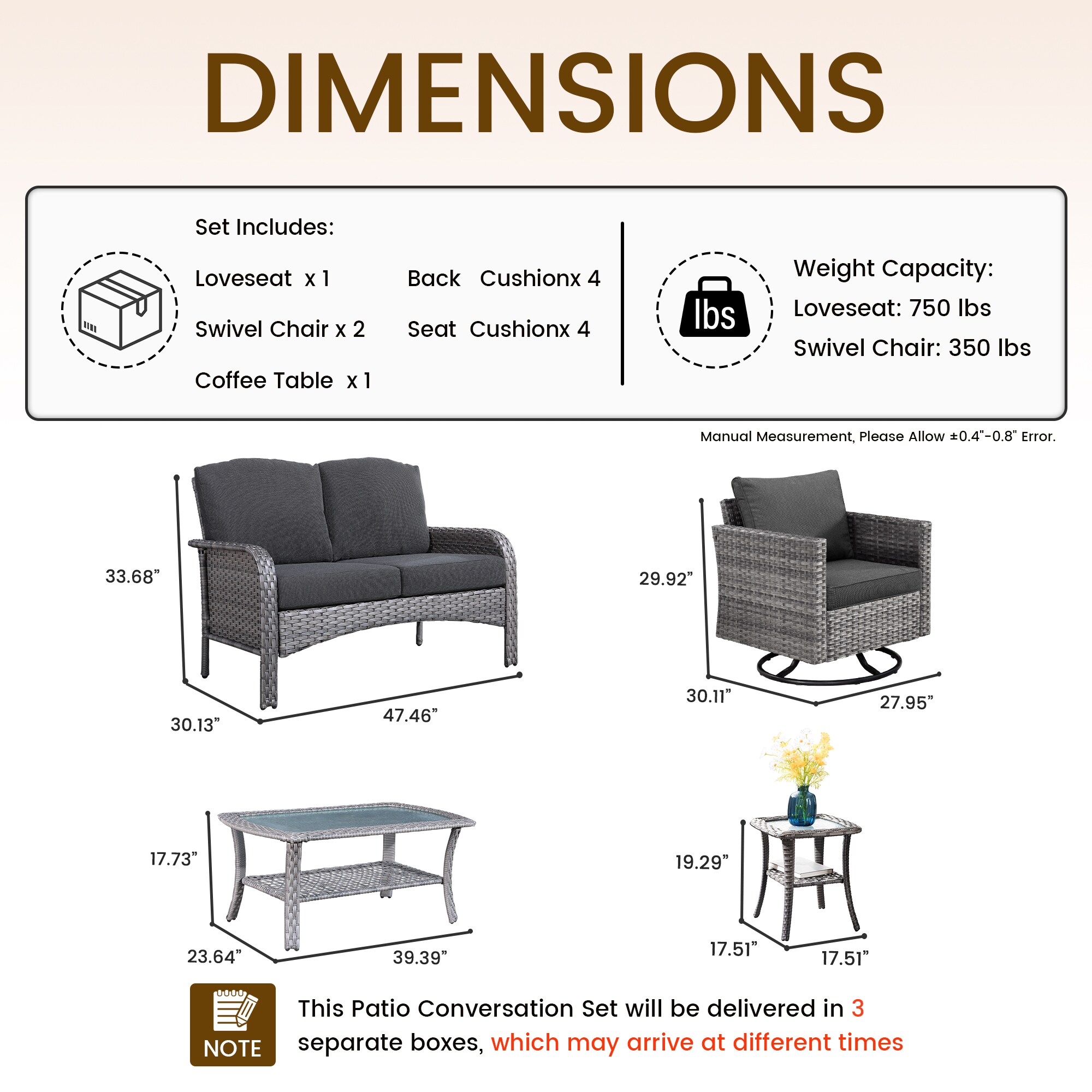 weaxty HMBYZGRS-GNDS105 Patio-Conversation-Sets - View #7