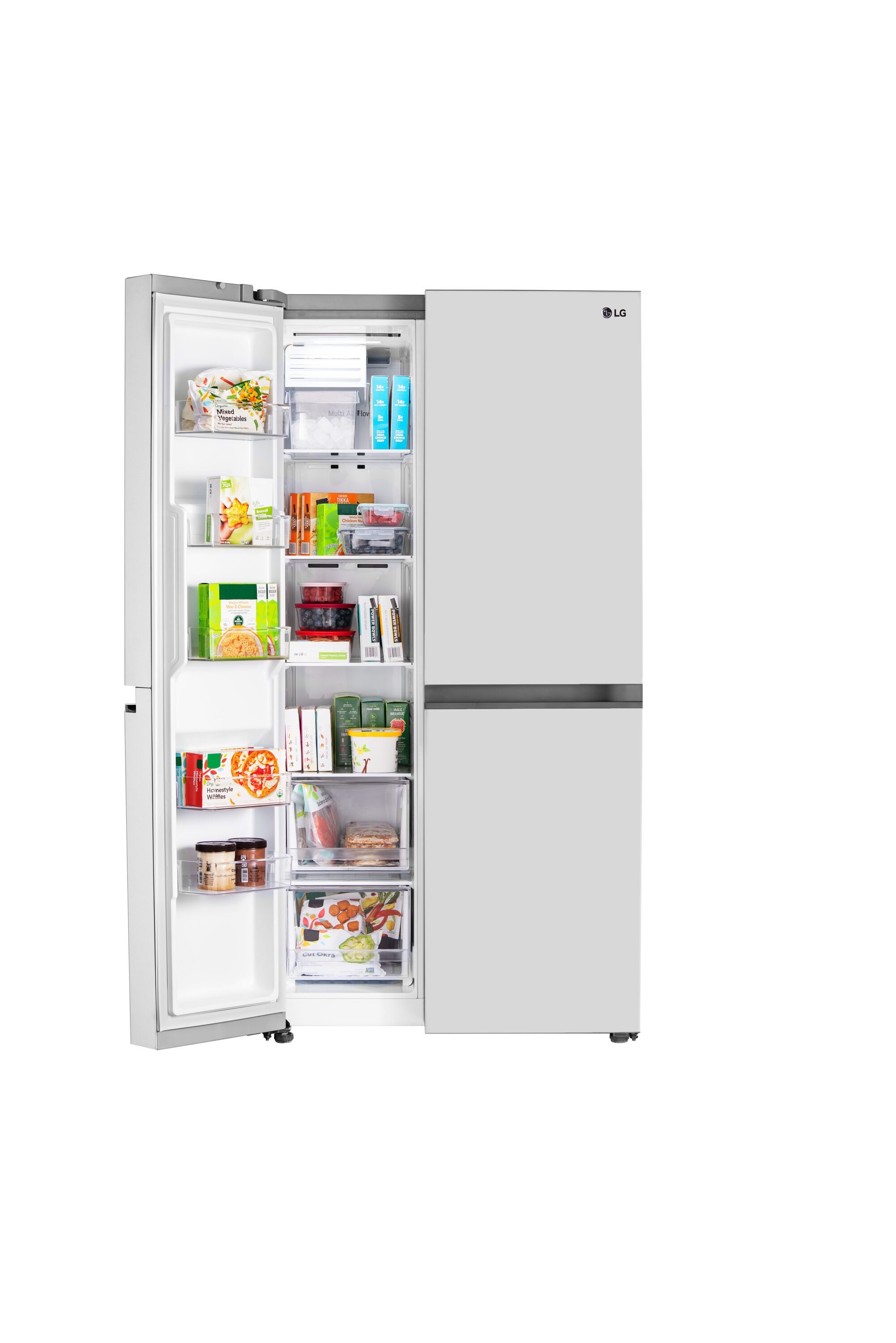LG 27.6-cu ft Side-by-Side Refrigerator with Ice Maker (Printproof  Stainless Steel) in the Side-by-Side Refrigerators department at