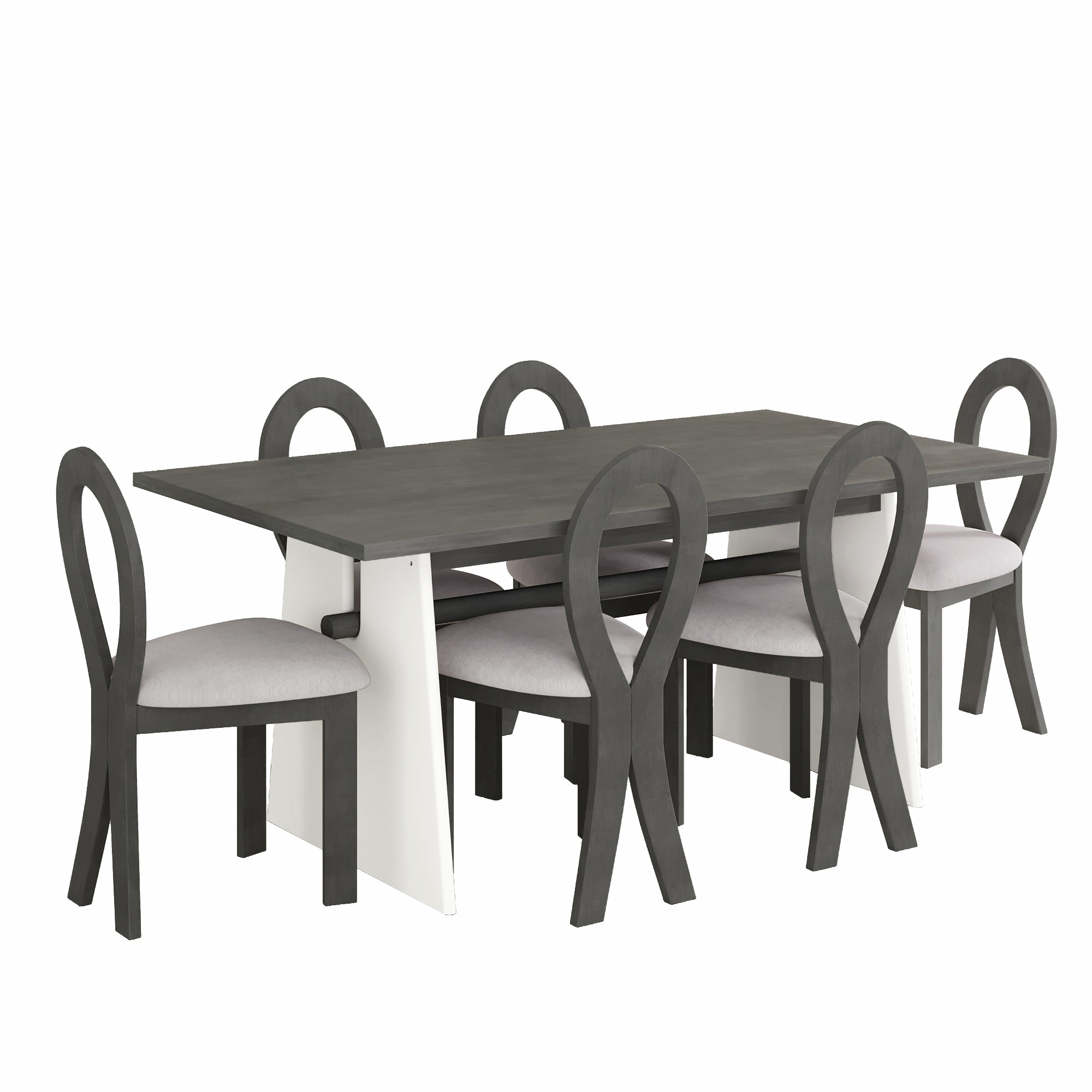 SINOFURN SYA330113BN Gray Rustic Dining Room Set with Rectangular Table ( Seats 6 )