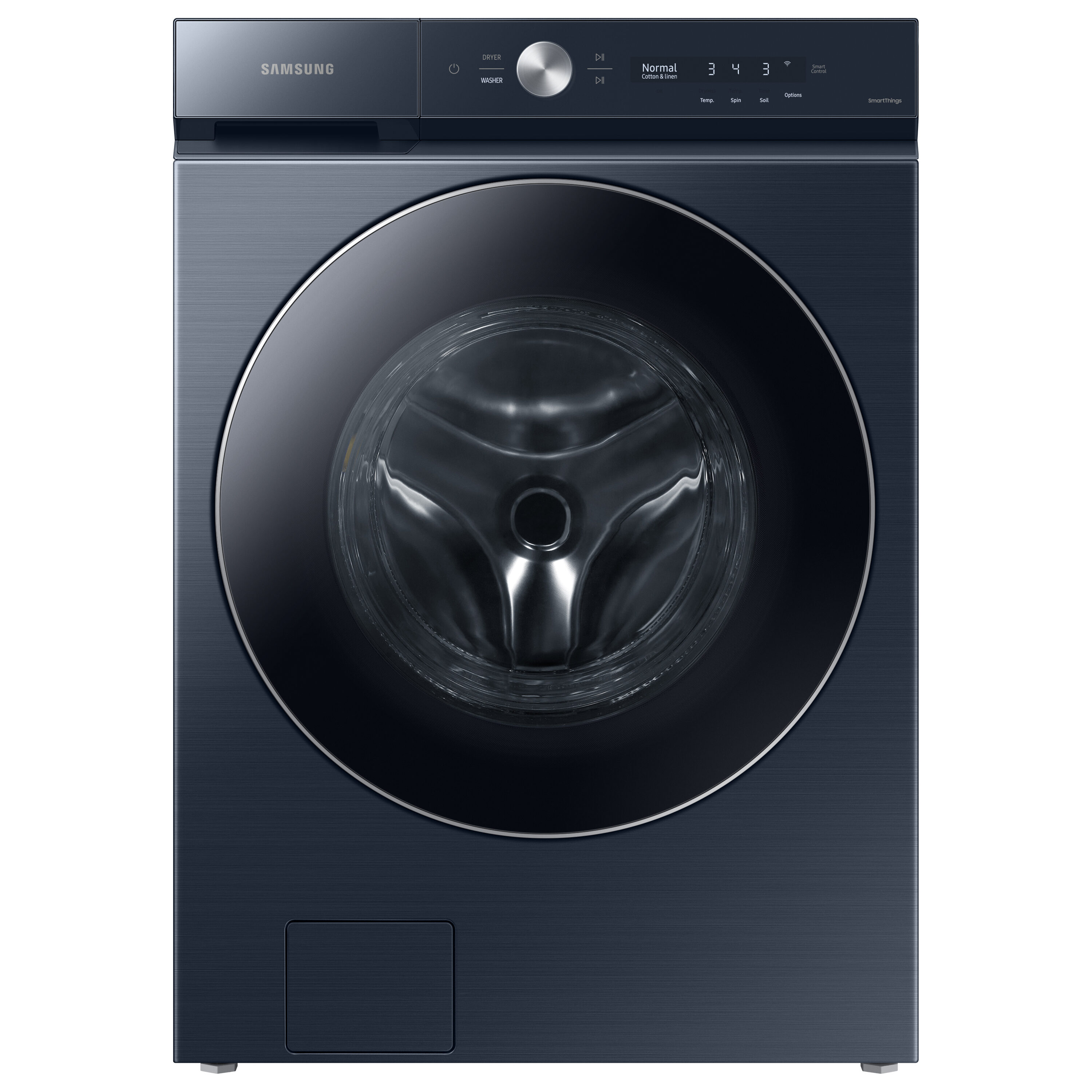 Samsung Bespoke 5.3-cu ft High Efficiency Stackable Steam Cycle Smart Front-Load  Washer (Brushed Navy) ENERGY STAR in the Front-Load Washers department at