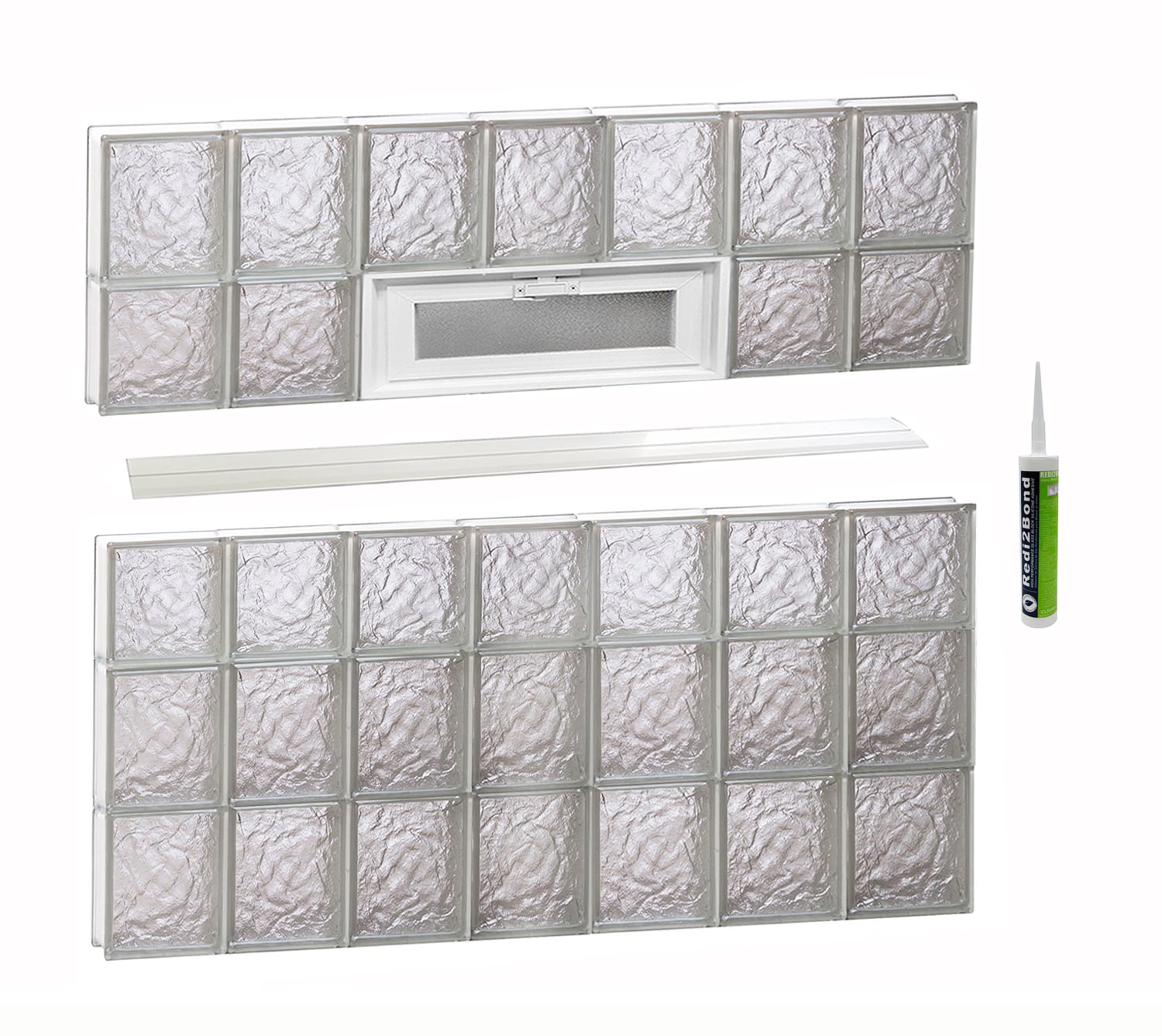 REDI2SET V4236IS Ice Glass 40-1/4-in x 34-3/4-in Frameless Replacement Vented Glass Block Window