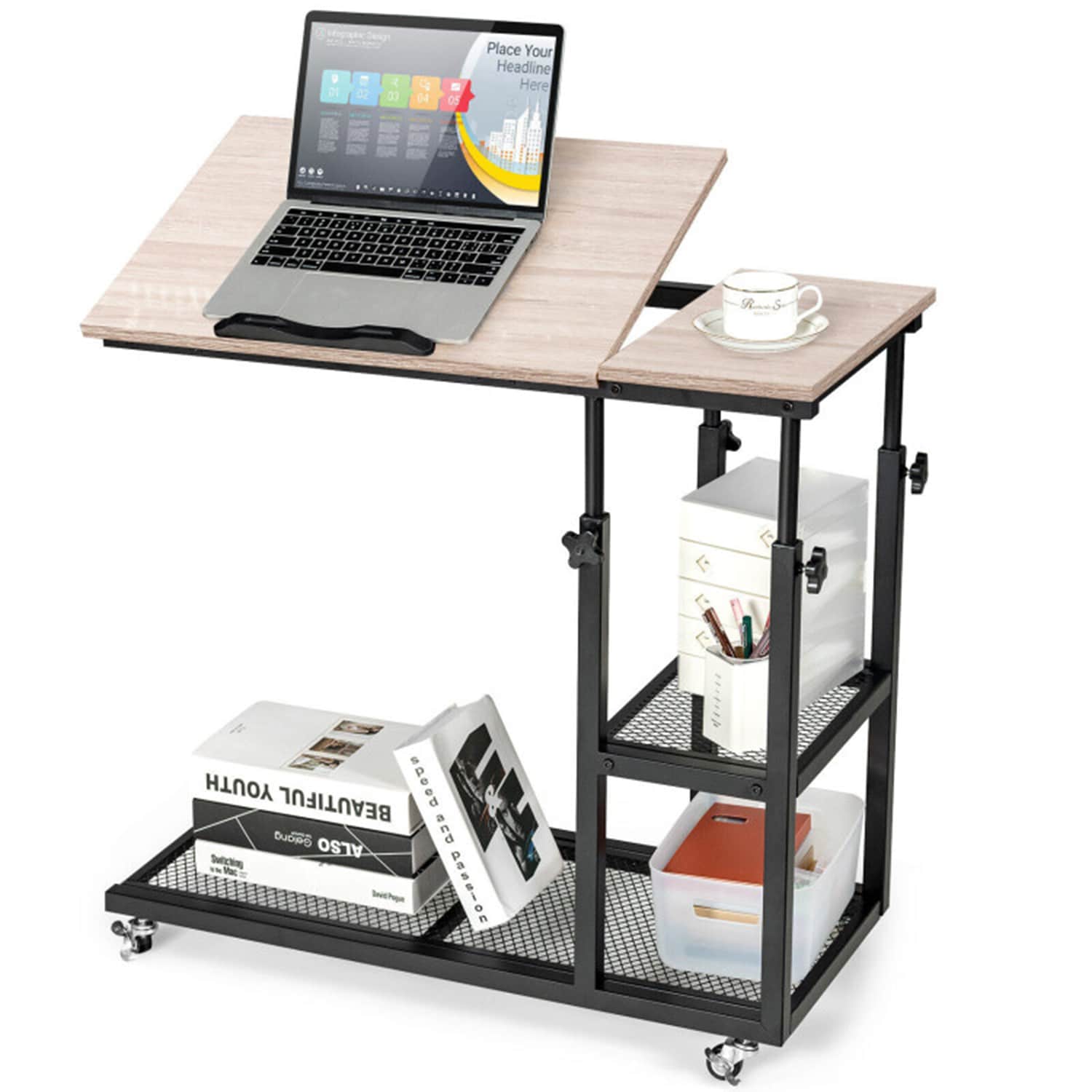 Mondawe MD-JV10205NA 16-in W x 36-in H Nature Wood Rectangular Modern End Table Assembly Required