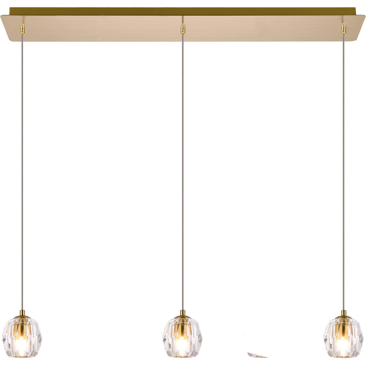 Elegant Lighting 1899818 3505D28G Eren 3 Light 28 inch Gold Linear Pendant Ceiling Light