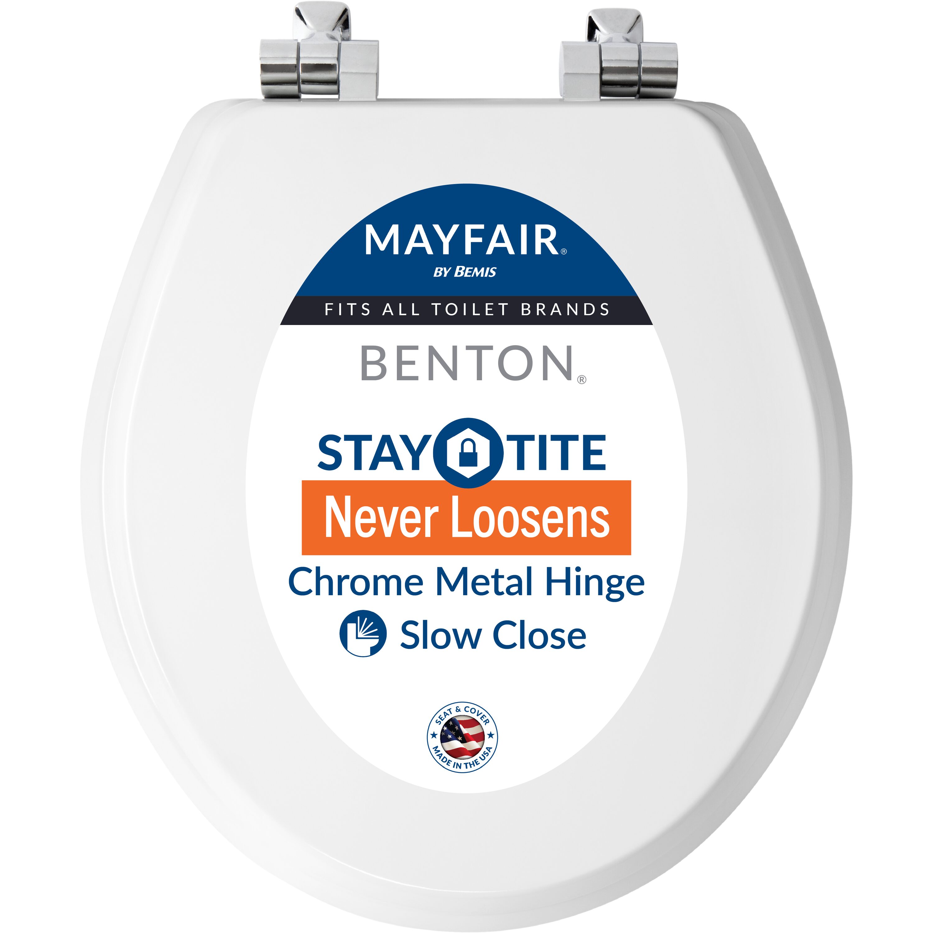 Mayfair by Bemis - Benton Wood White Round Soft Close Toilet Seat