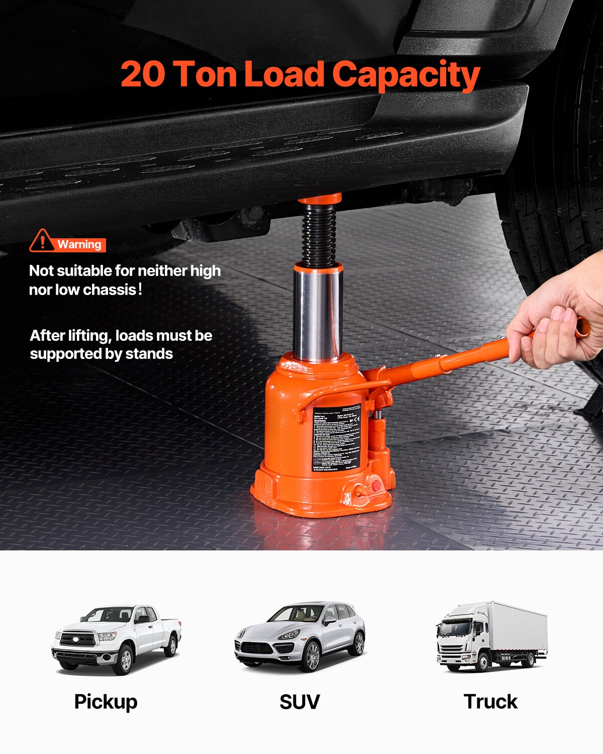 SKYSHALO Multiple colors/finishes 20-Ton Metal Hydraulic