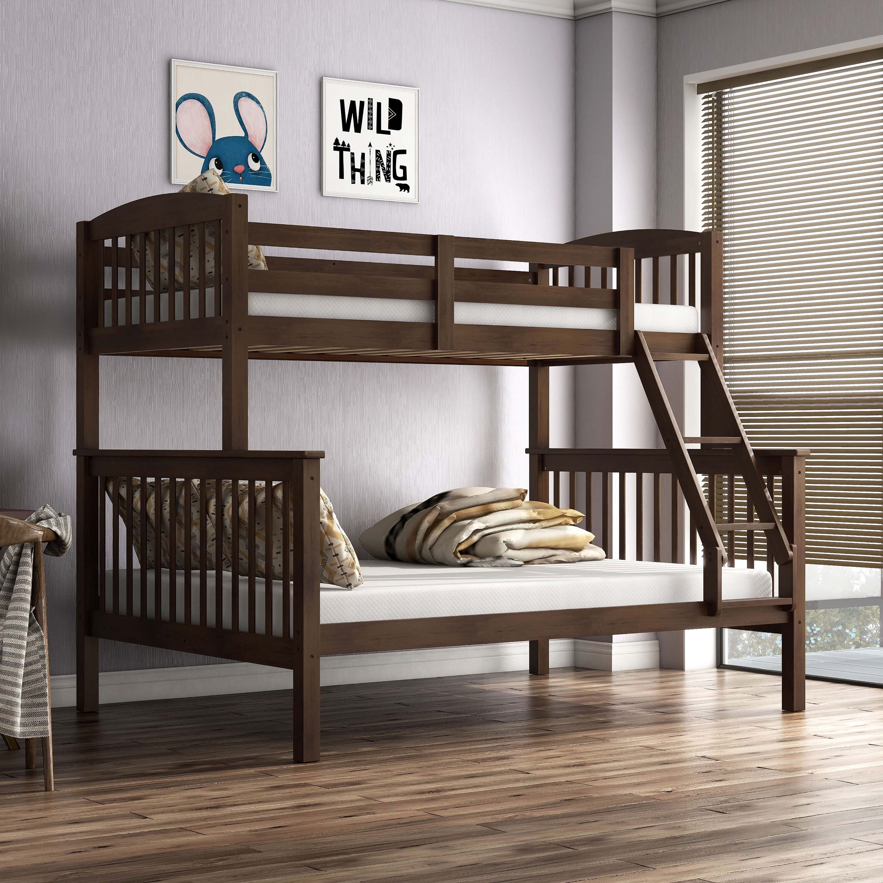 Furniture of America 005L-BK001ML Cyra Merlot Twin over full Bunk Bed
